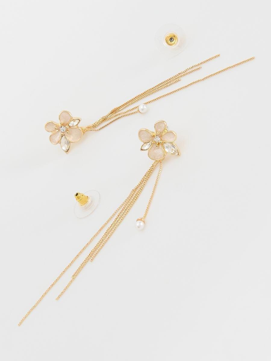 Beige Chandelier Earrings, Ivory, large image number 1