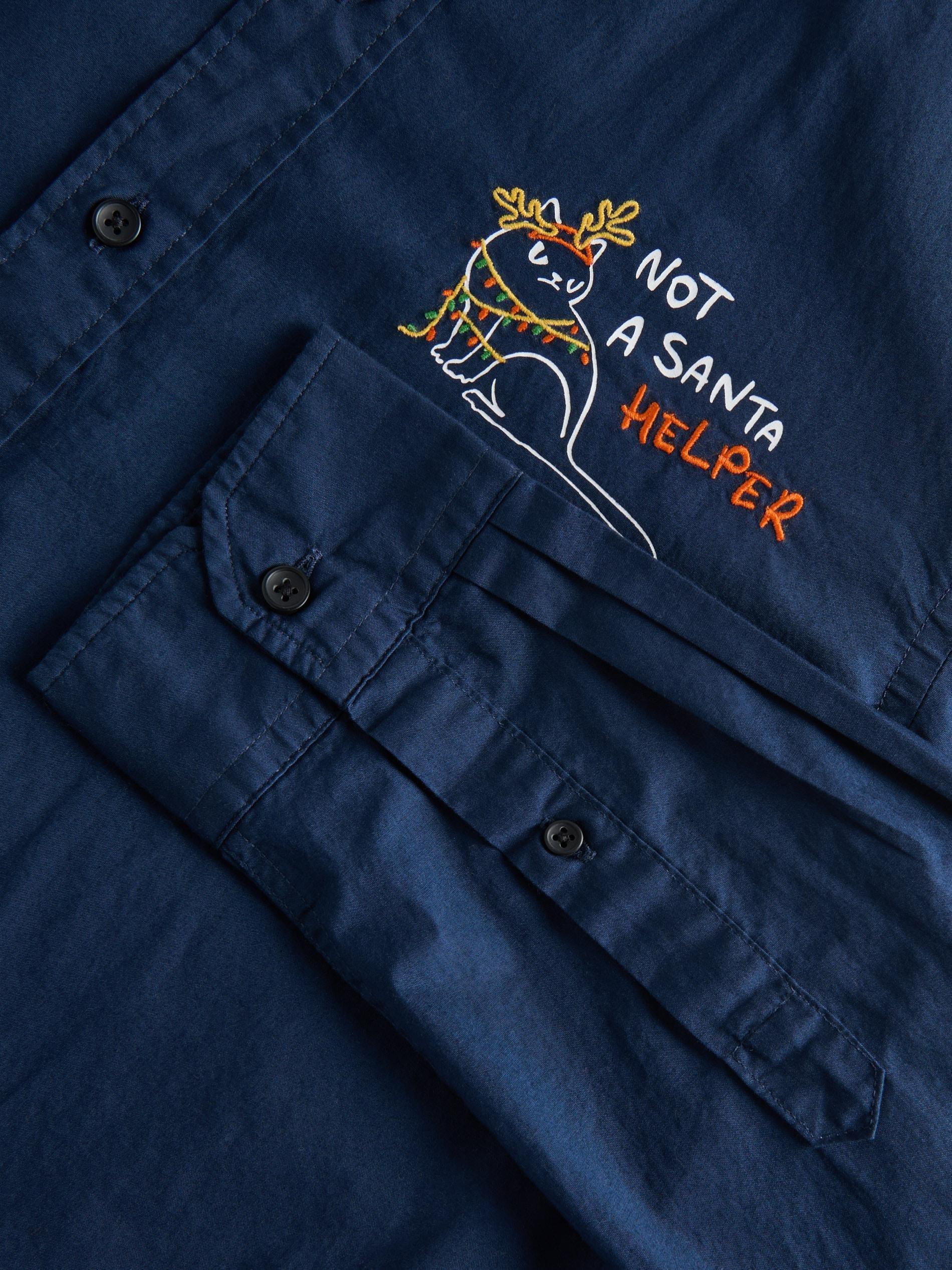 Navy Embroidered Casual Shirt, , large image number 2