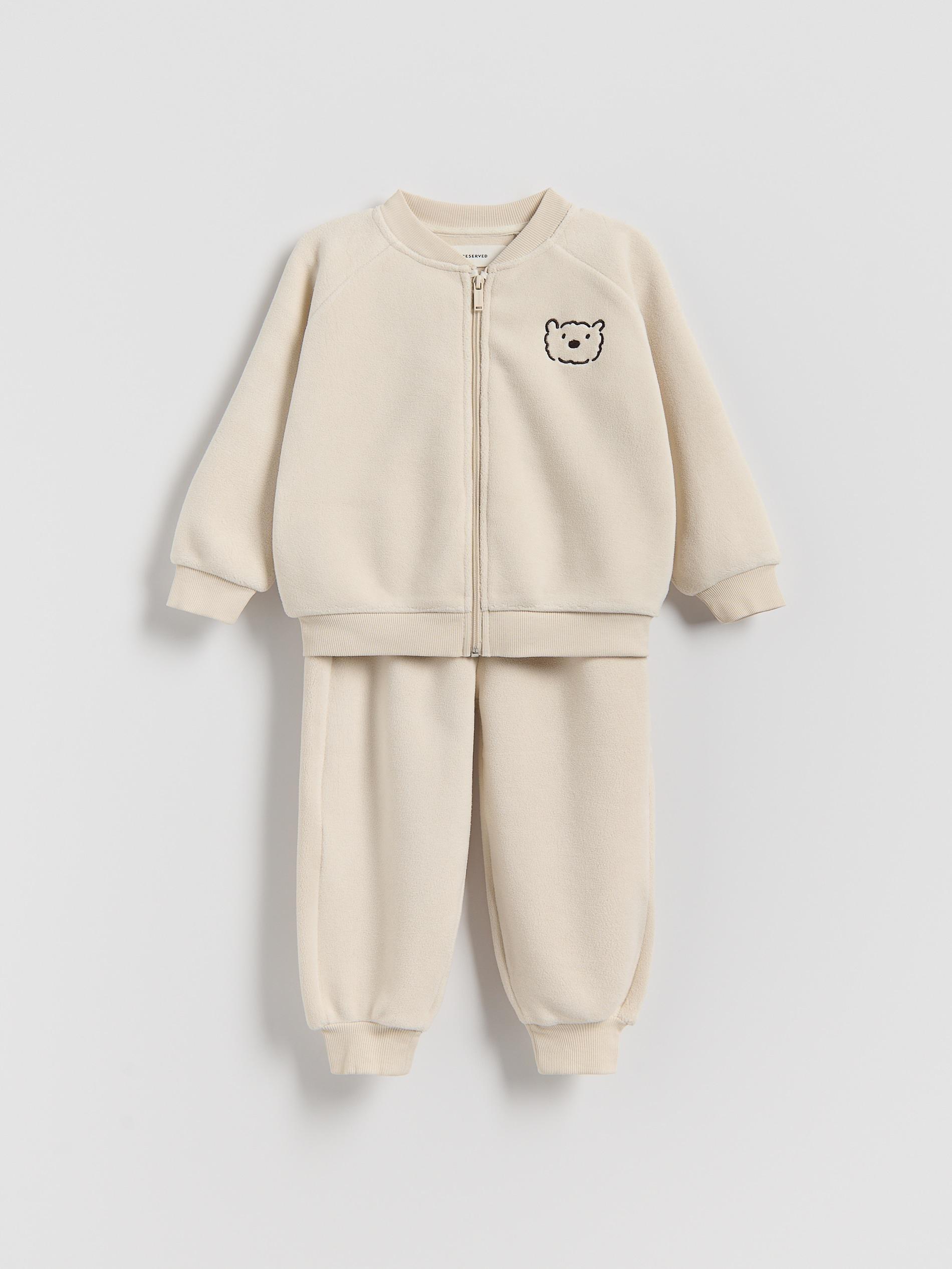 Cream Fleece Set, Ivory, large image number 0