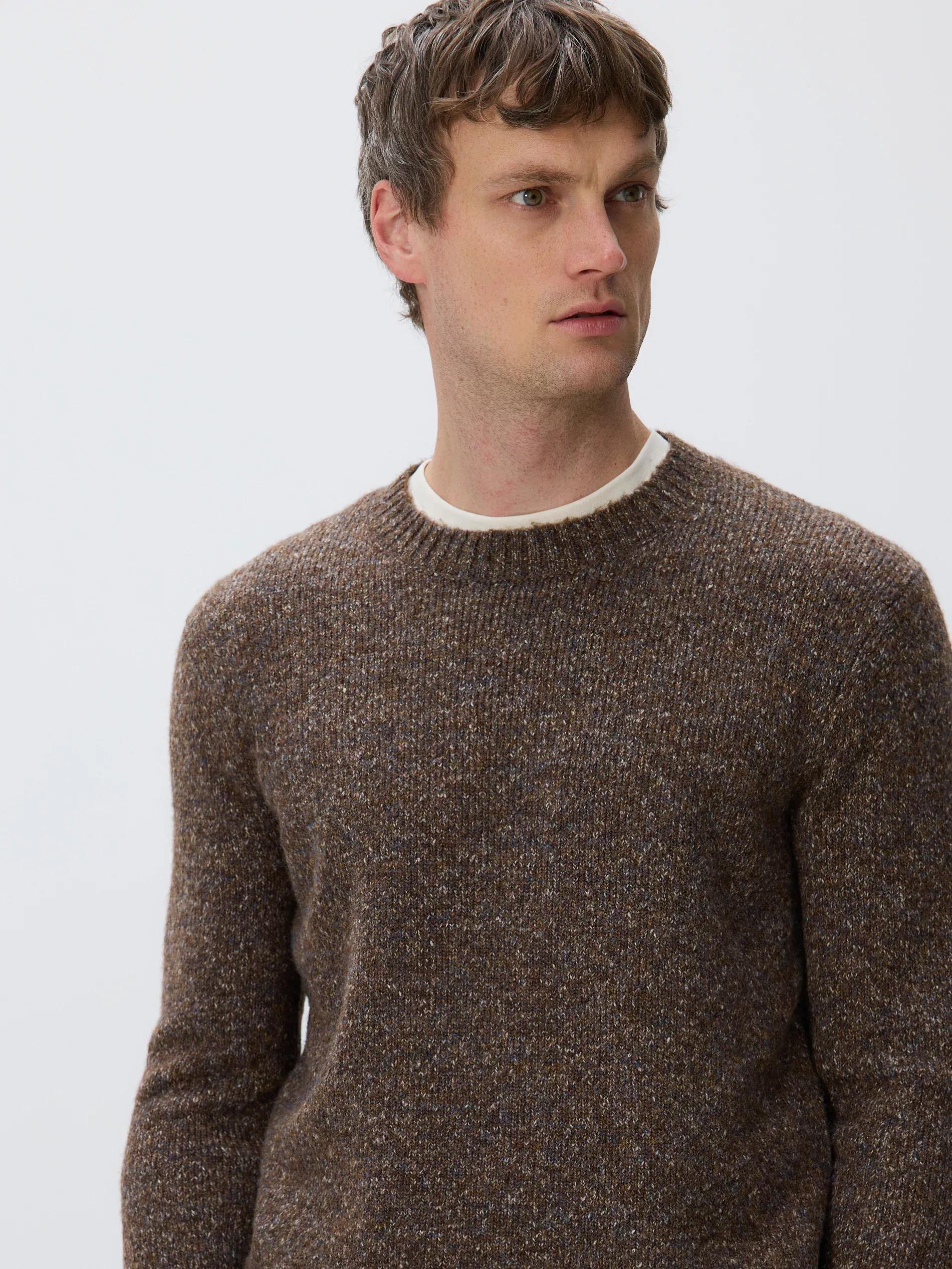 Brown Wool Blend Jumper, Burgundy, medium