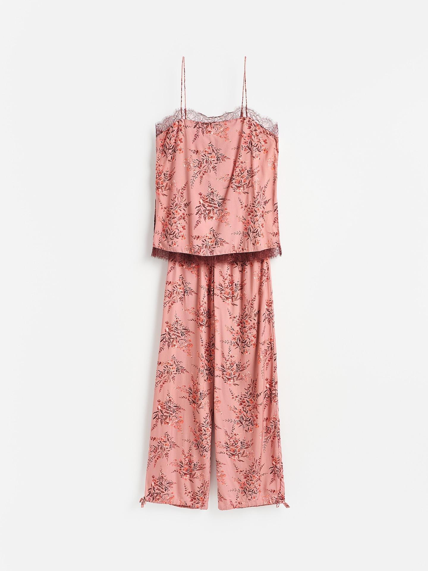 Pink Two Piece Viscose Pyjama Set, Pink, large image number 5