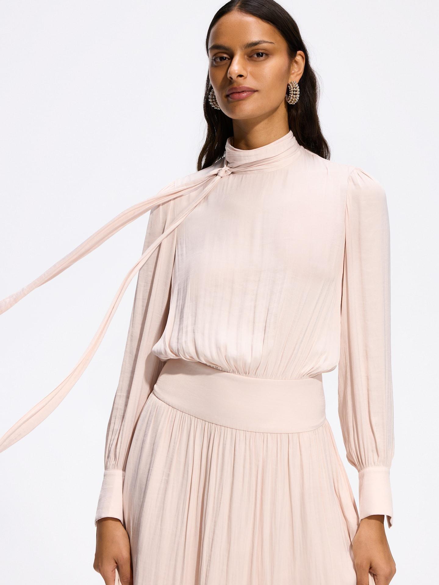 Beige Maxi Dress With Tie Waist, Ivory, medium
