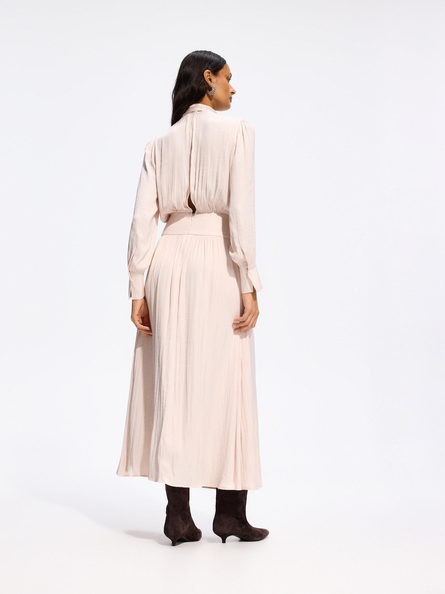 Beige Maxi Dress With Tie Waist, Ivory, large image number 2