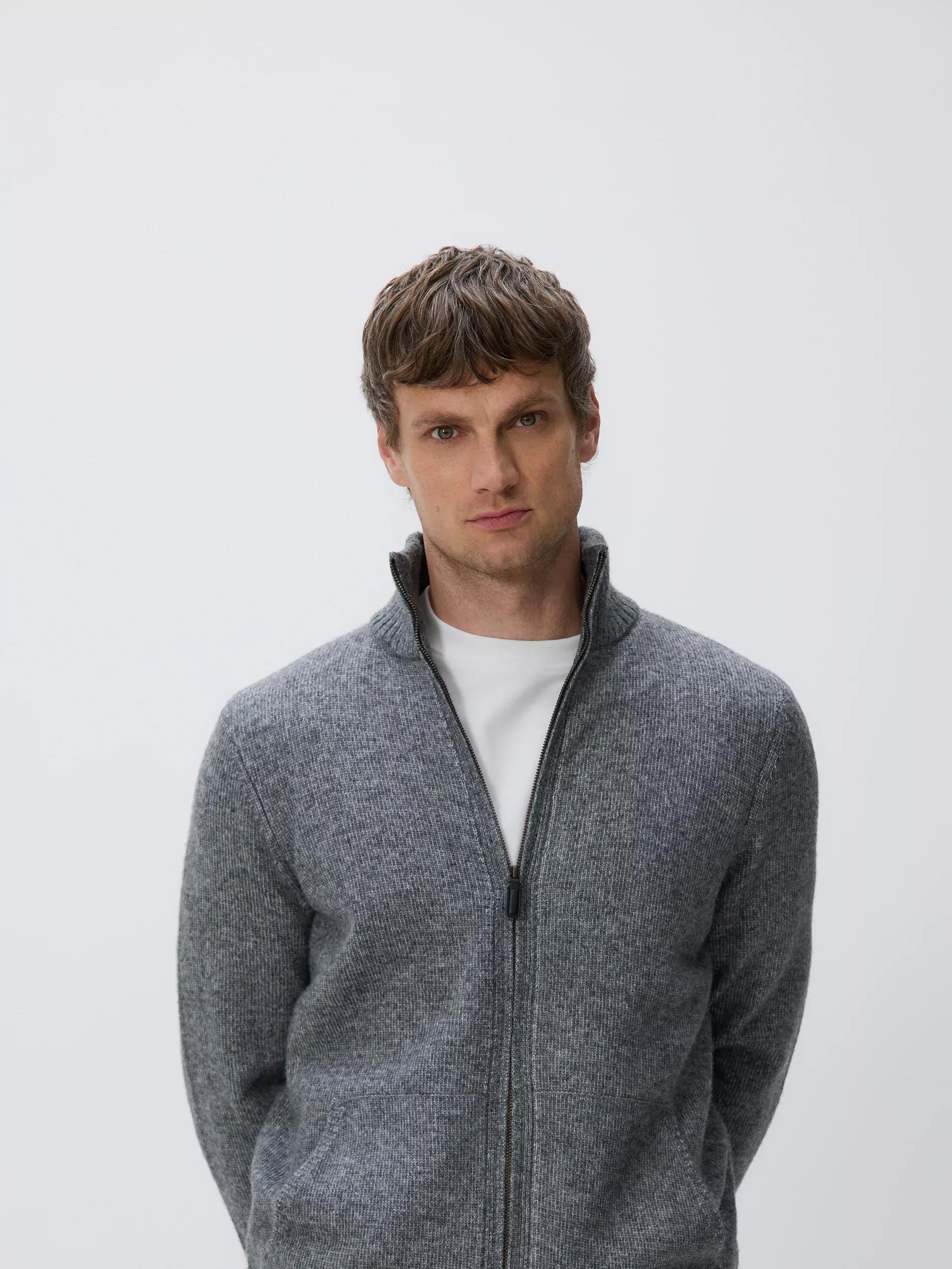 Grey Turtleneck Sweater With Wool Blend, Grey, large image number 0