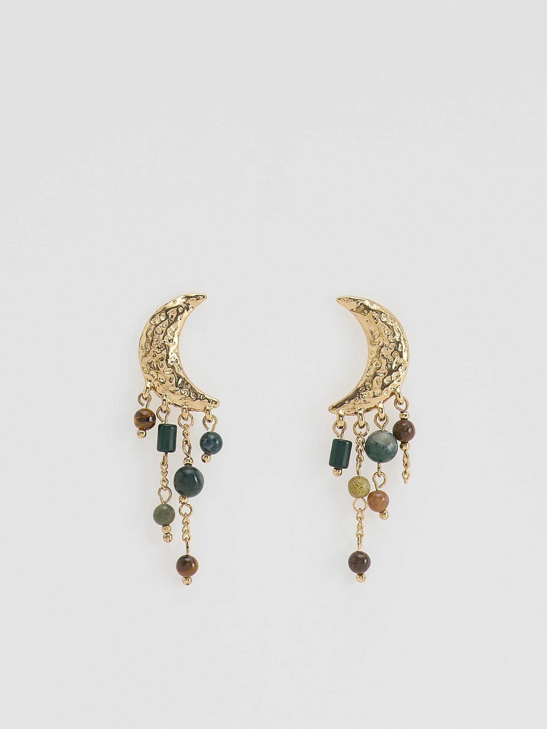 Gold Earrings With Decorative Pendants, Golden, medium