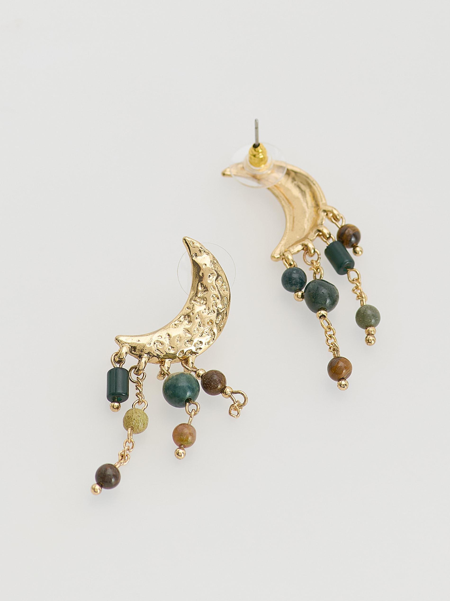 Gold Earrings With Decorative Pendants, Golden, medium