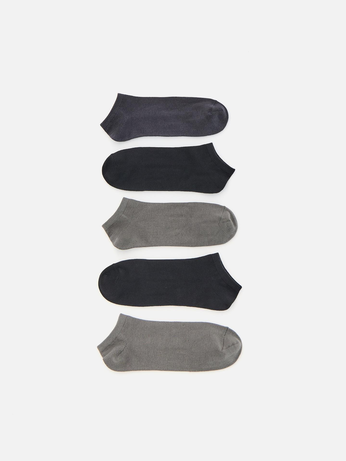 Grey 5 Pack Ankle Socks, Grey, medium