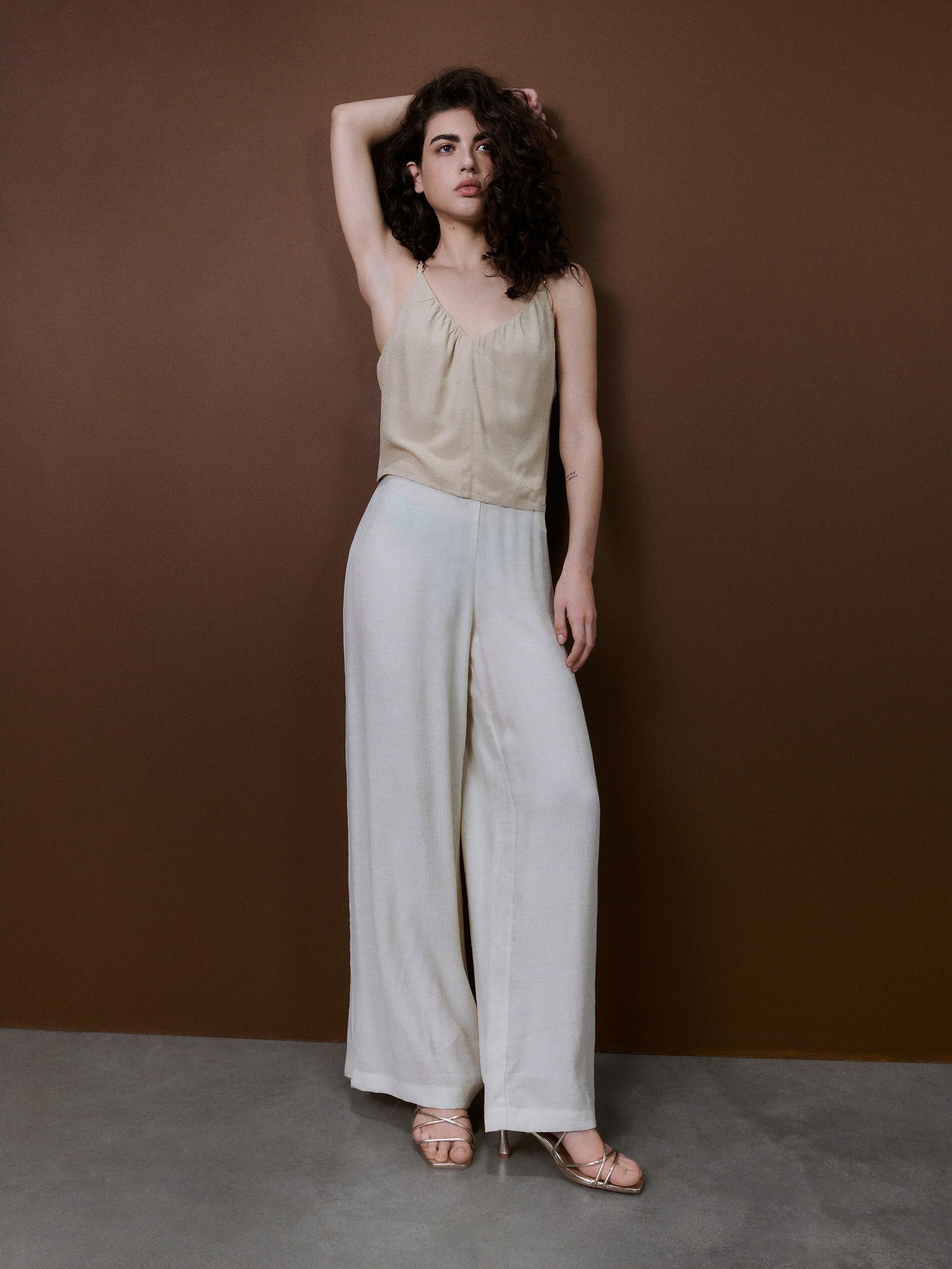Beige Top With Chain Hem, , large image number 0