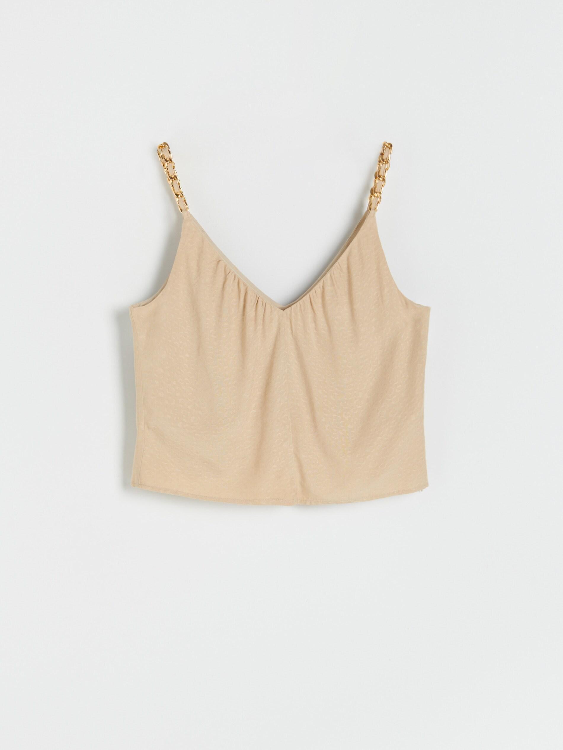 Beige Top With Chain Hem, , large image number 3