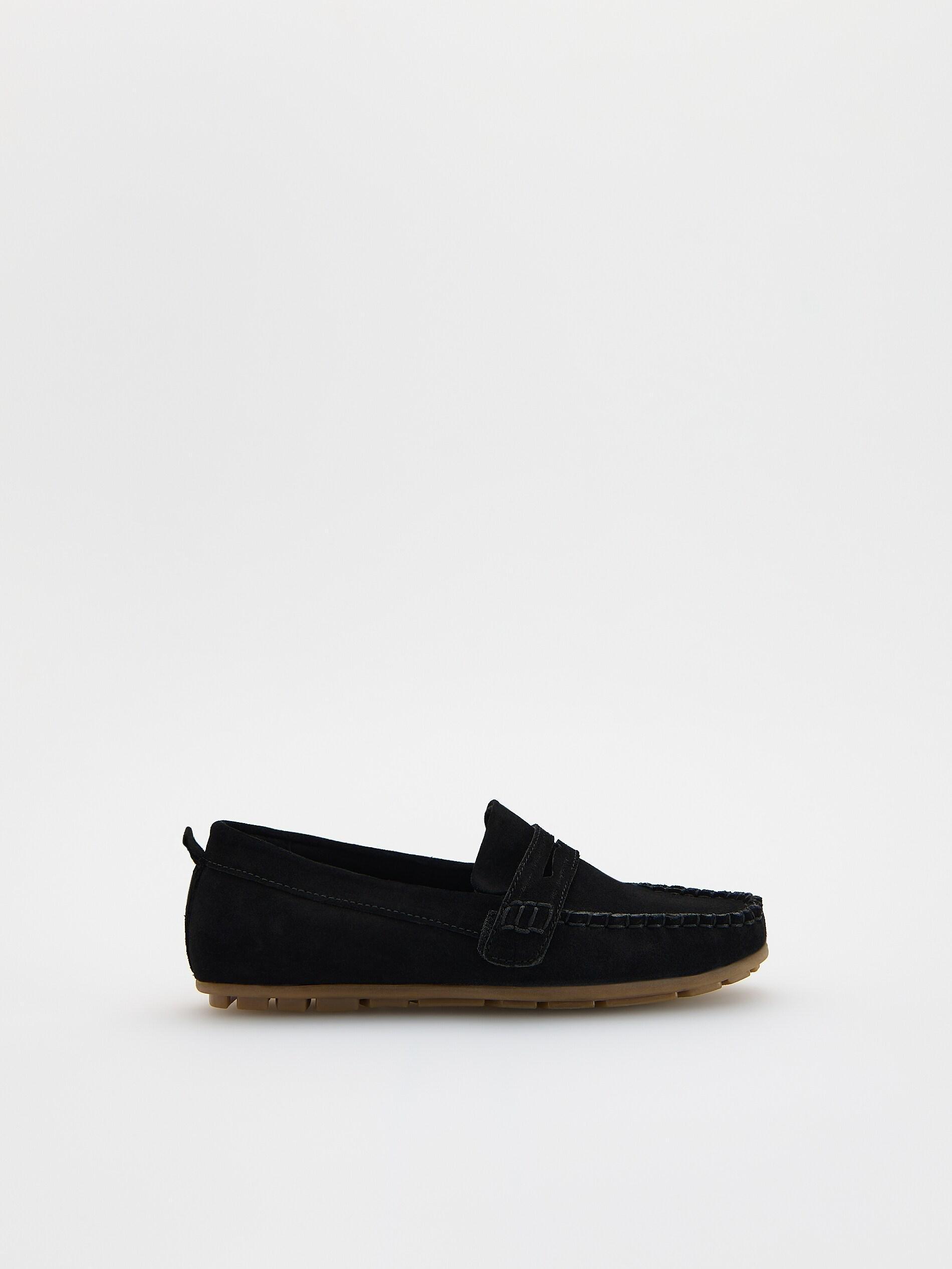 Black Leather Loafers, Black, large image number 1