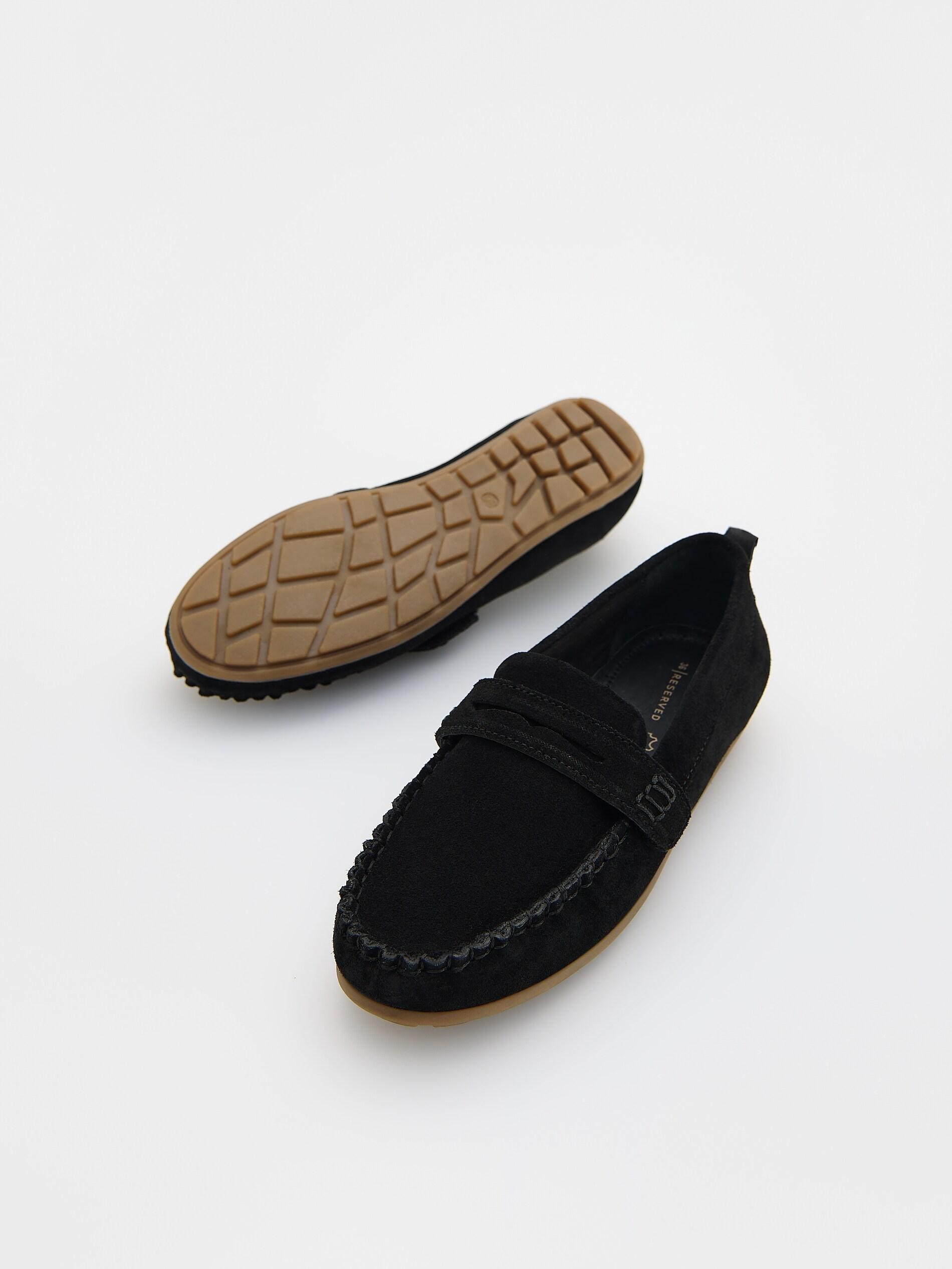 Black Leather Loafers, Black, large image number 3