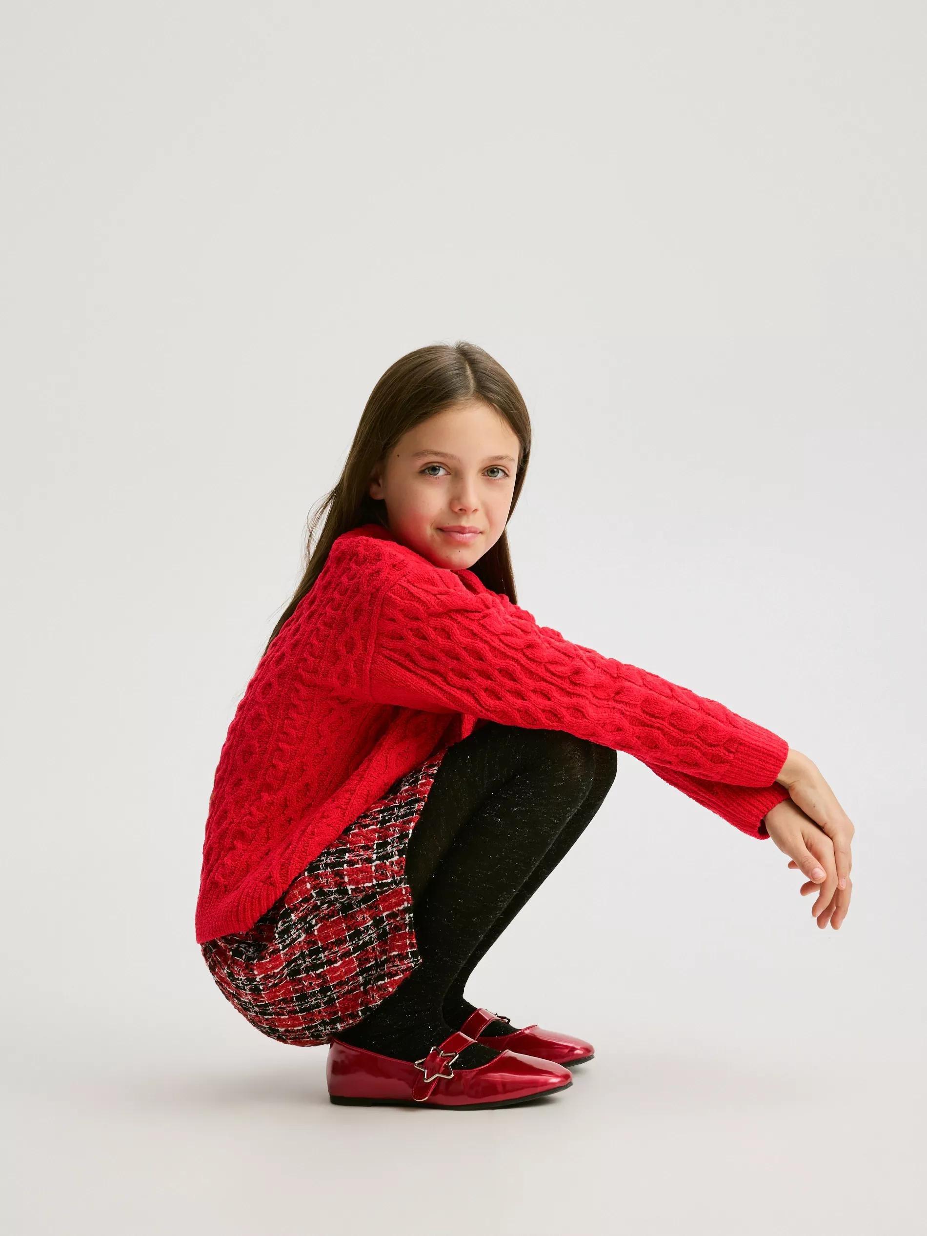 Red Tweed Shorts, Red, large image number 0