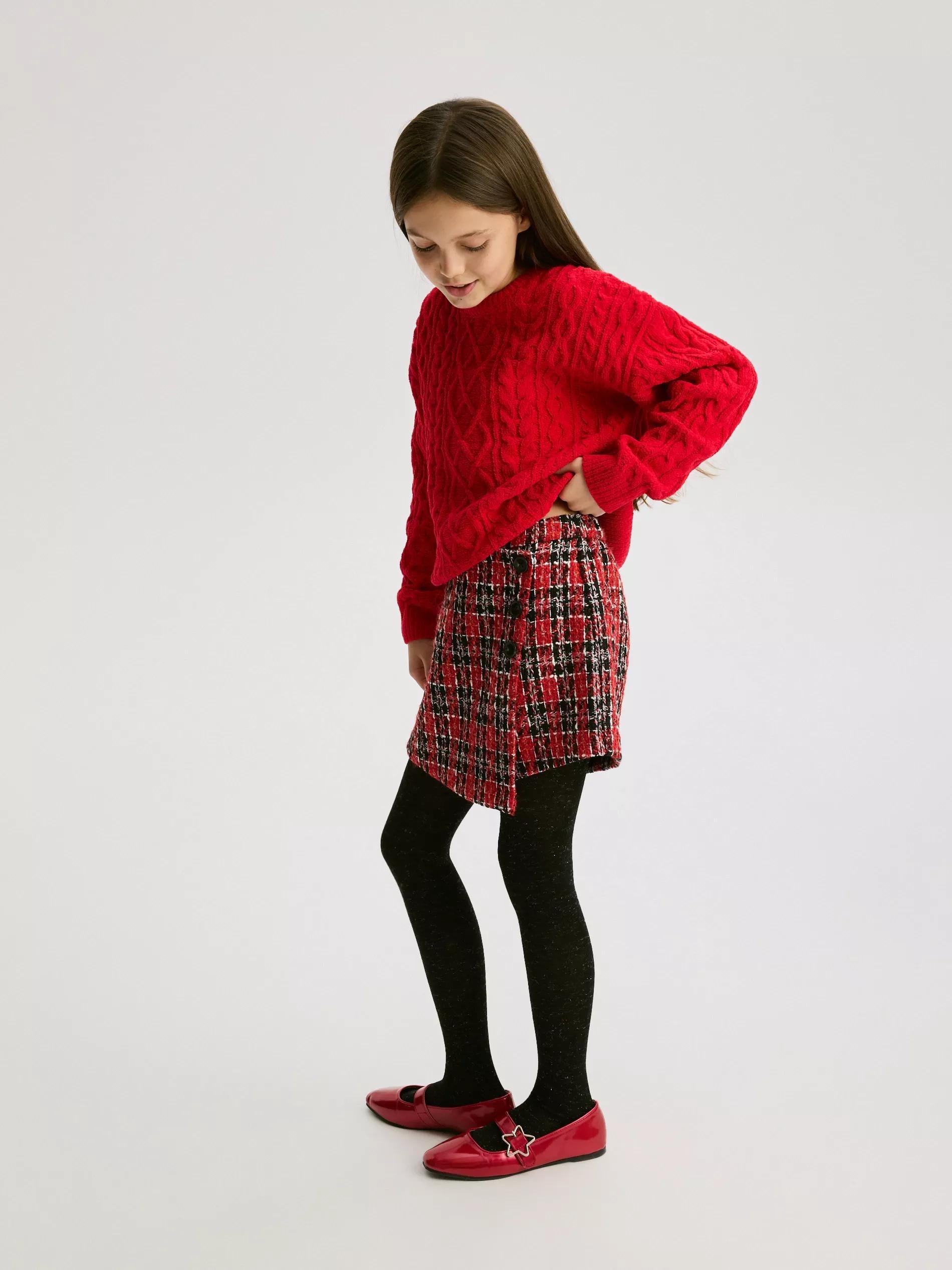 Red Tweed Shorts, Red, large image number 1