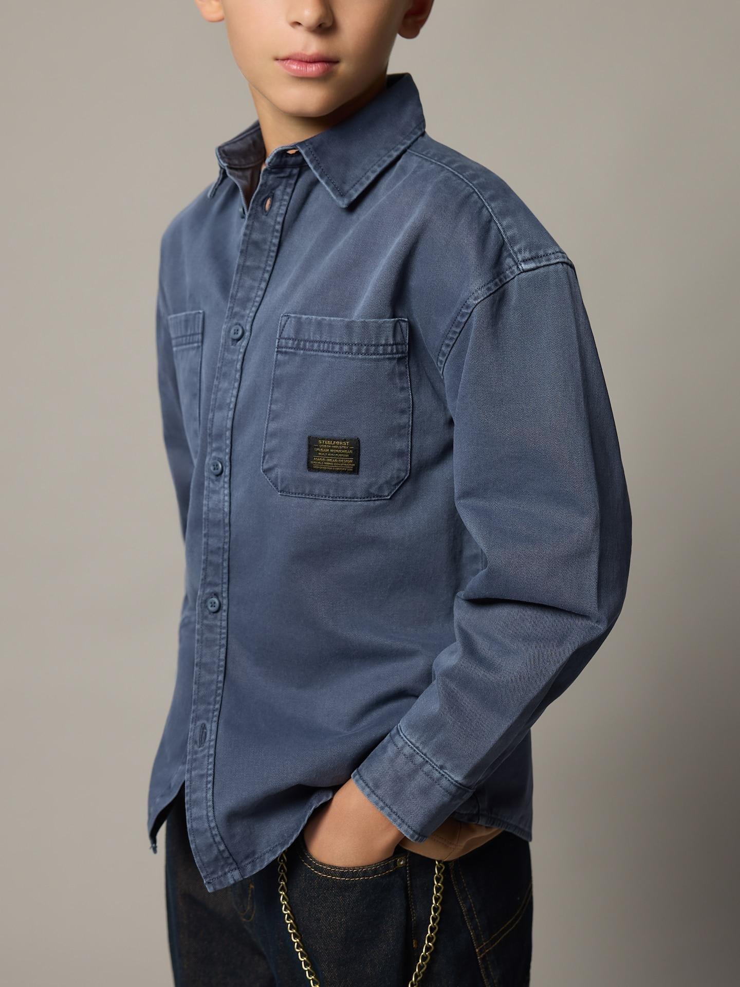 Blue Cotton Shirt, Blue, large image number 3