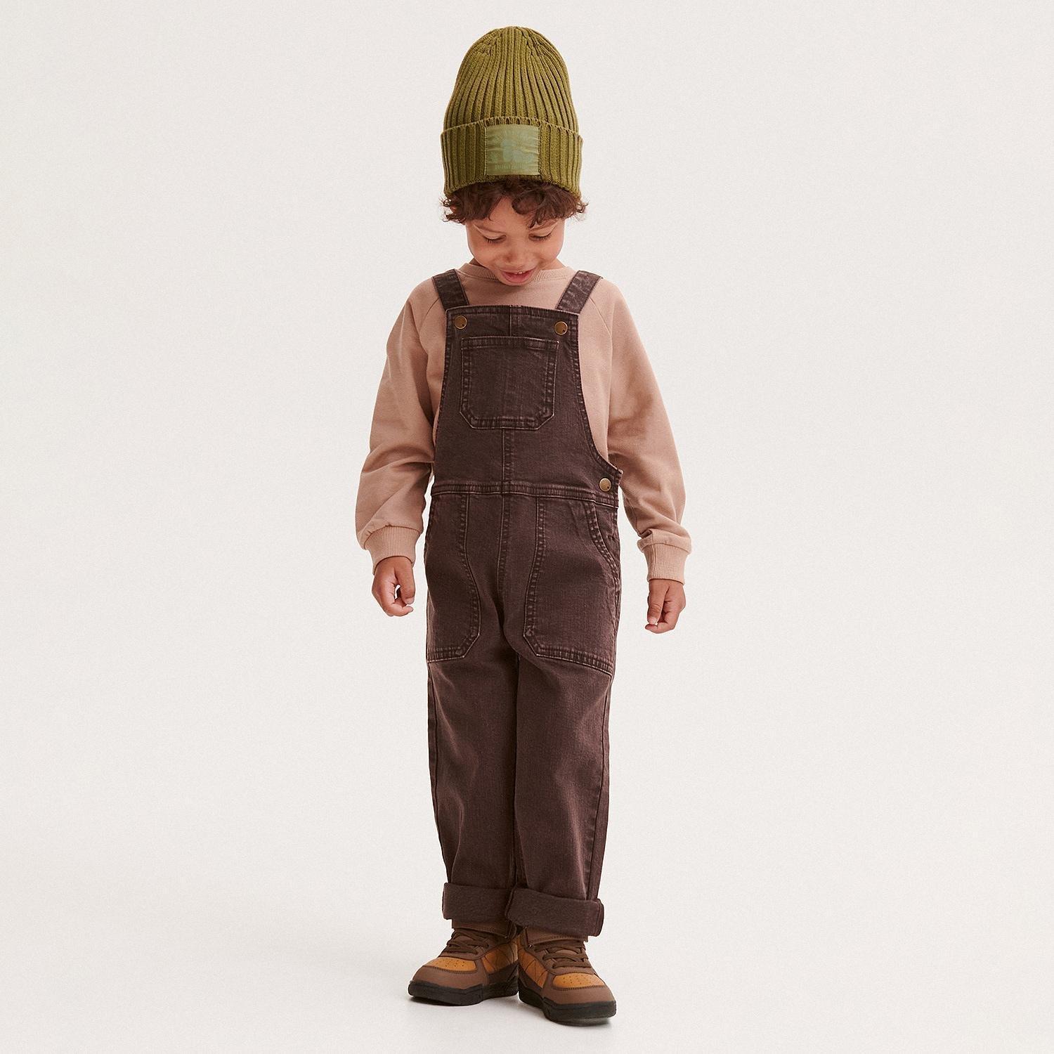 Brown Wash Effect Dungarees, , large image number 0