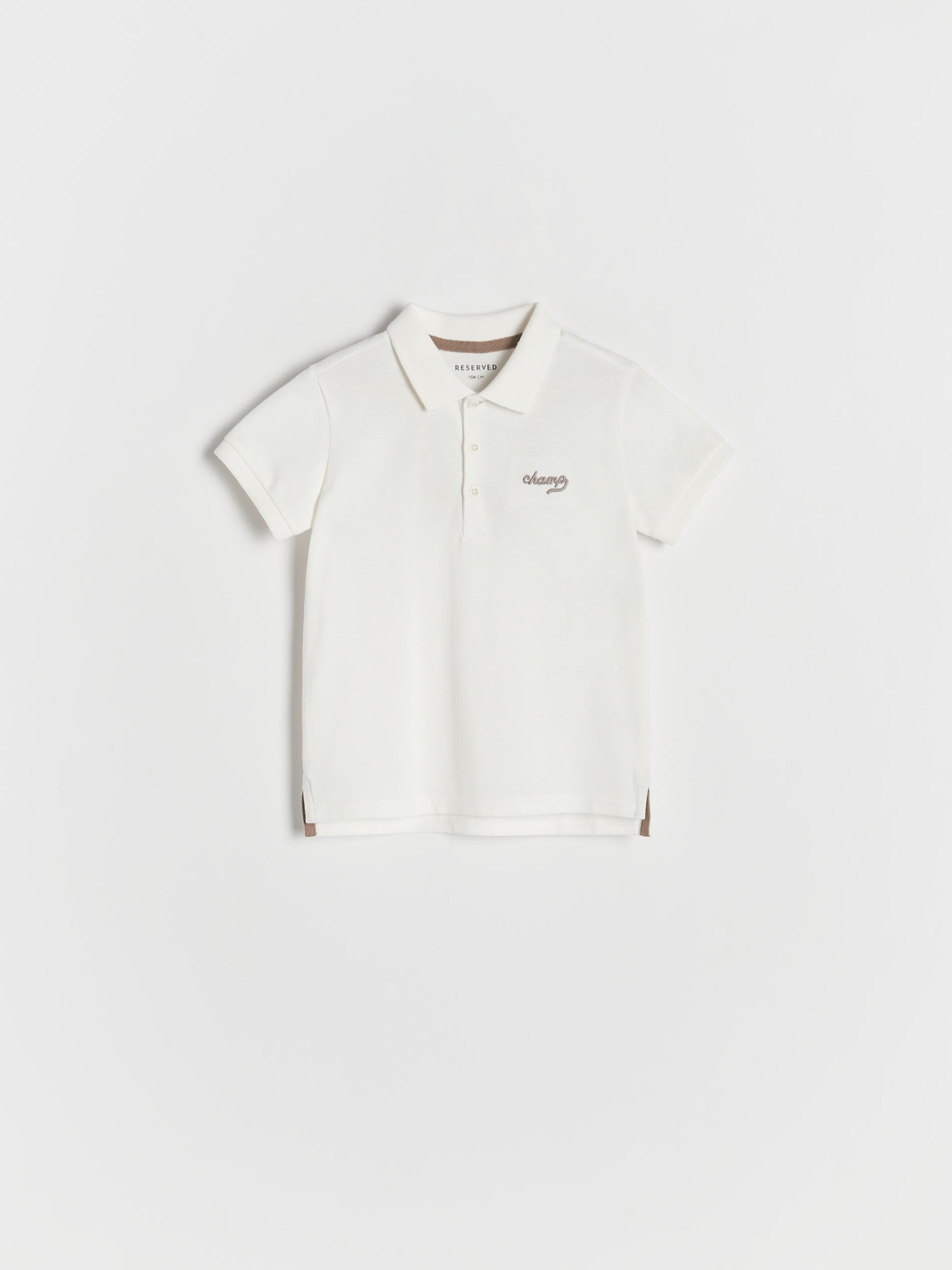 Cream Polo Shirt With Embroidery Detail, Kids Boys, , large image number 1