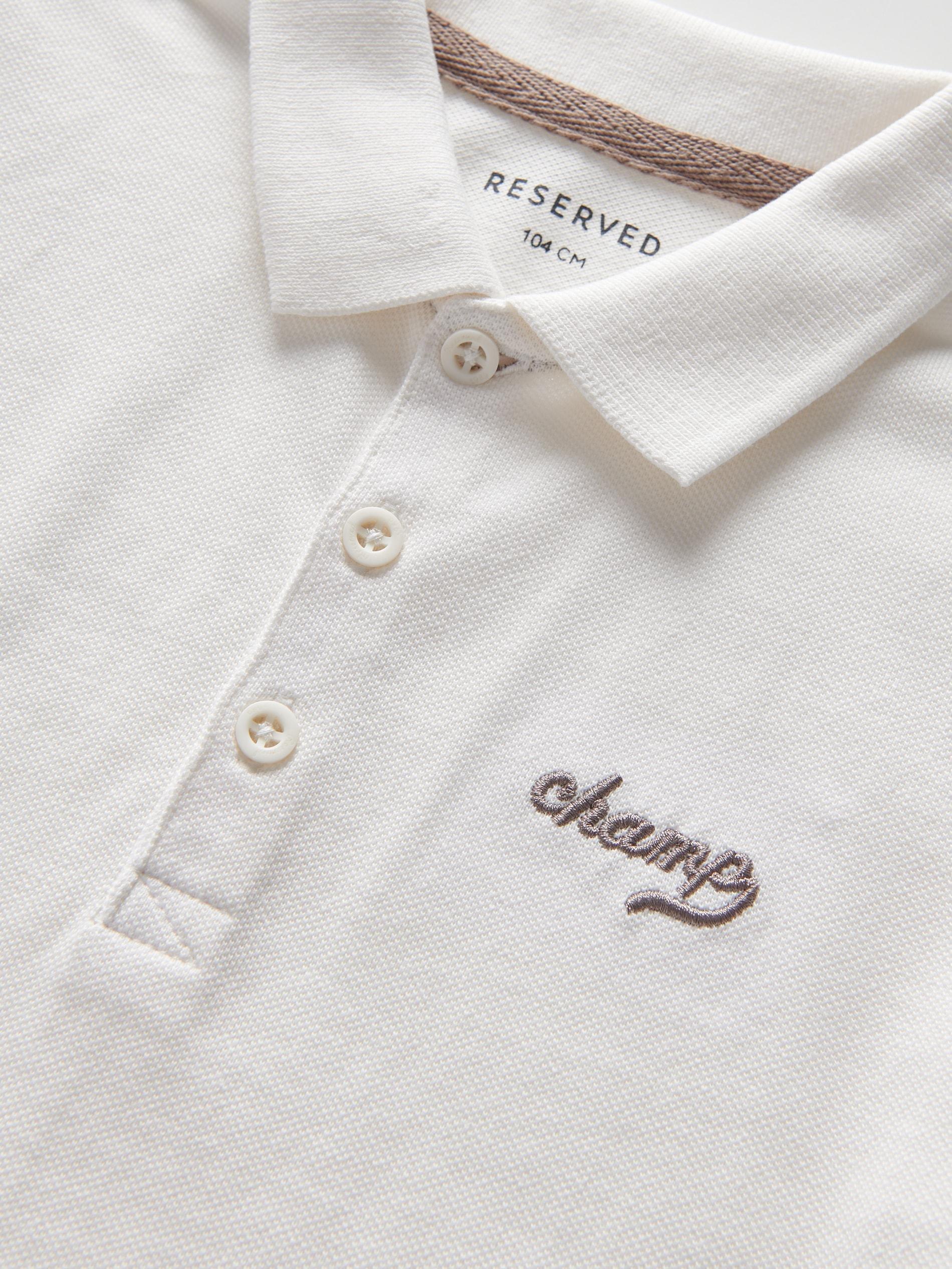 Cream Polo Shirt With Embroidery Detail, Kids Boys, , large image number 3