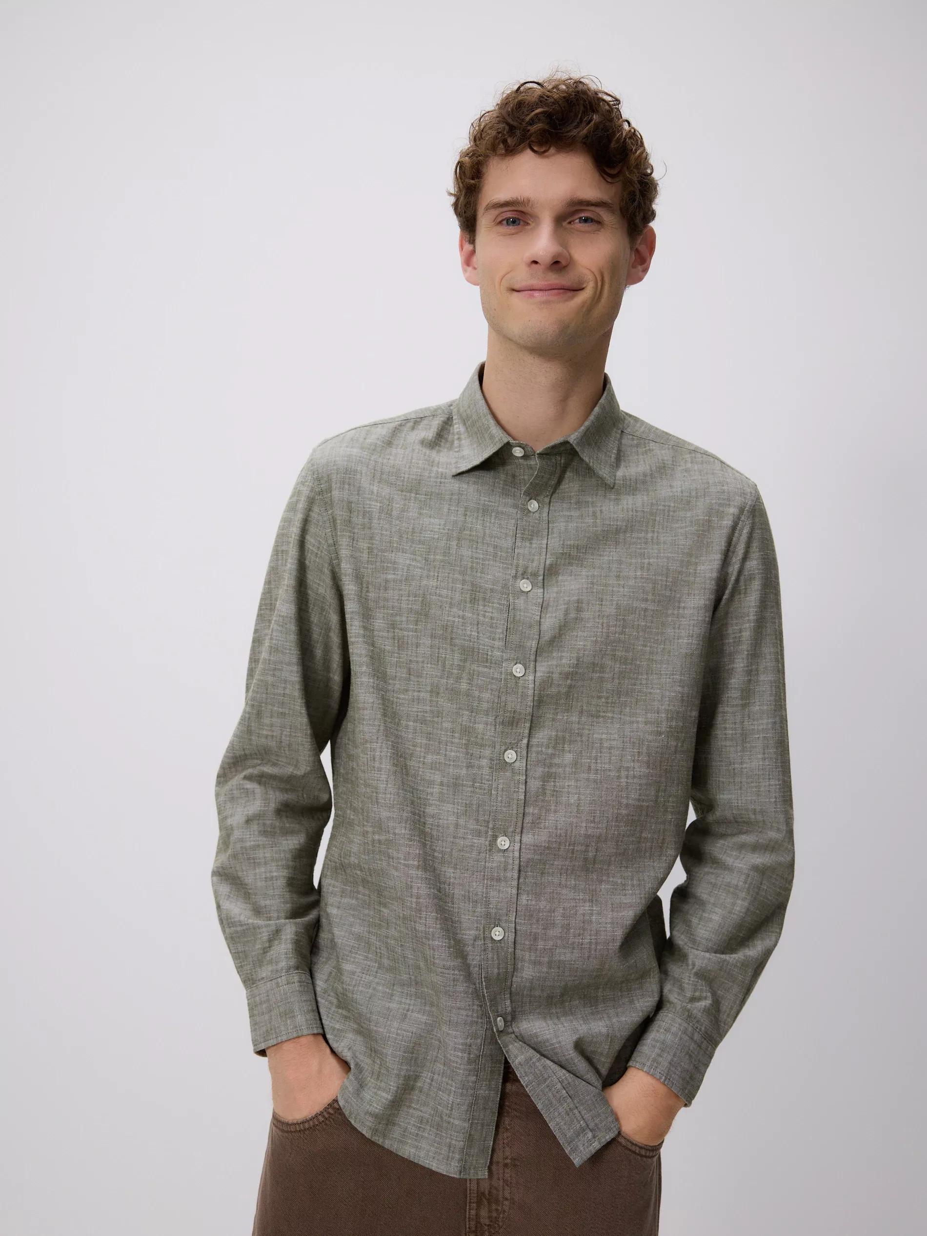 LIGHT GREEN Regular fit plain shirt, Green, medium