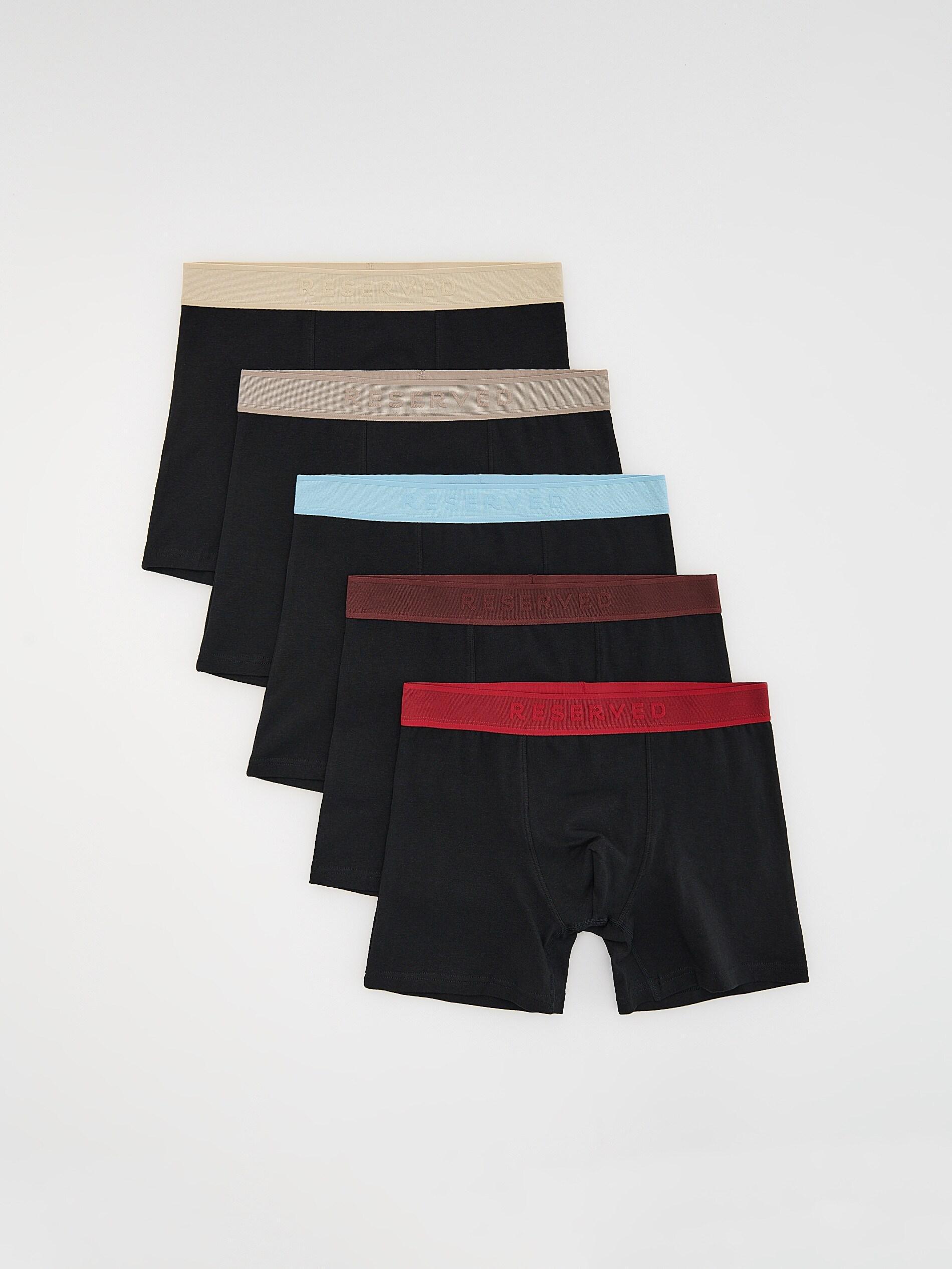 Black Long Boxers, Set Of 5, Black, medium
