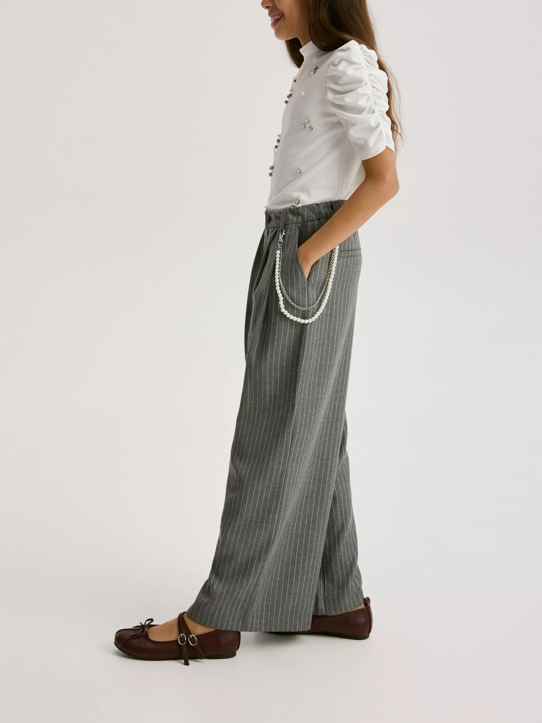 GIRLS` TROU SERS & CHAIN DARK GREY, Grey, large image number 3