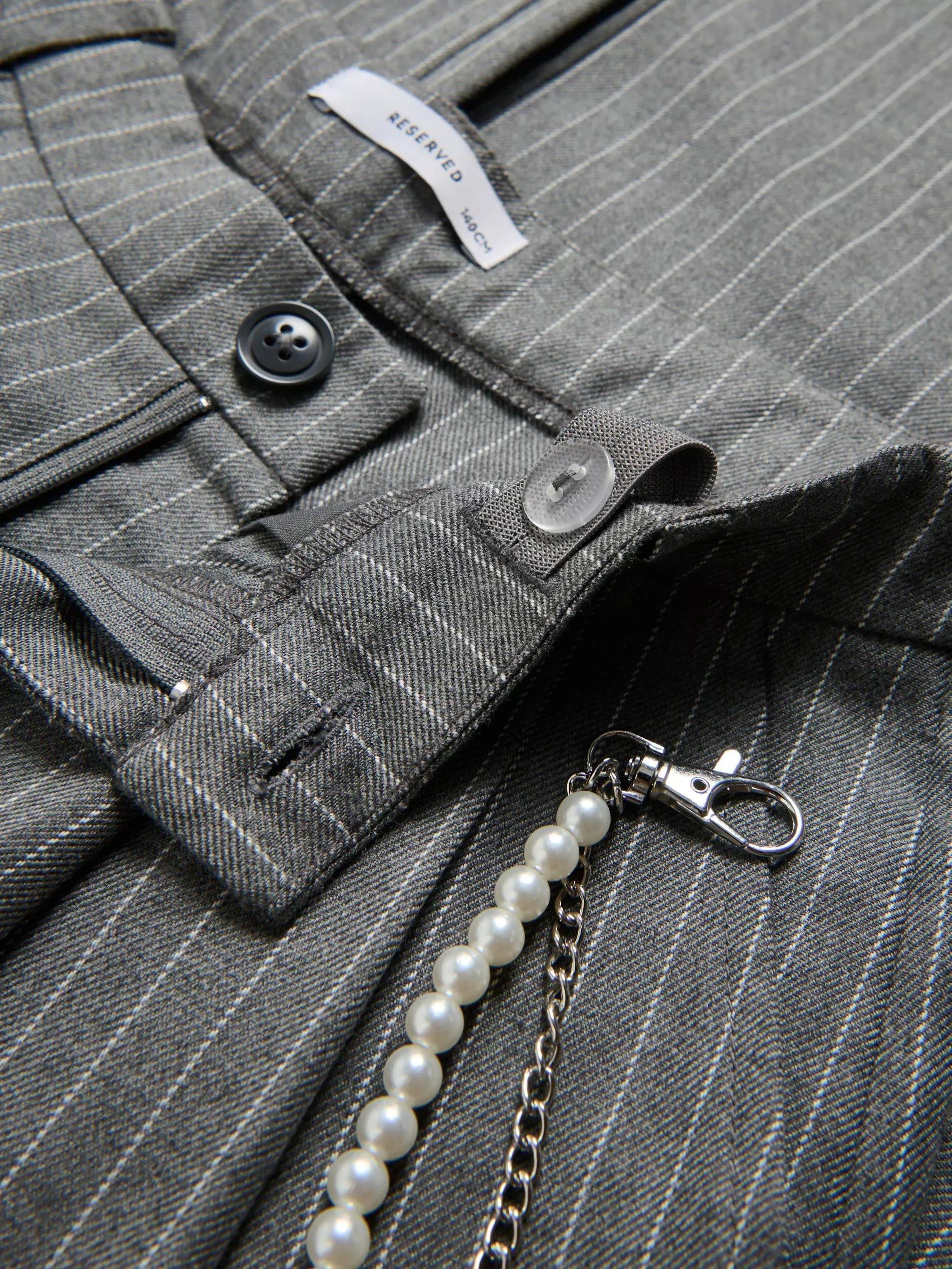 GIRLS` TROU SERS & CHAIN DARK GREY, Grey, large image number 4