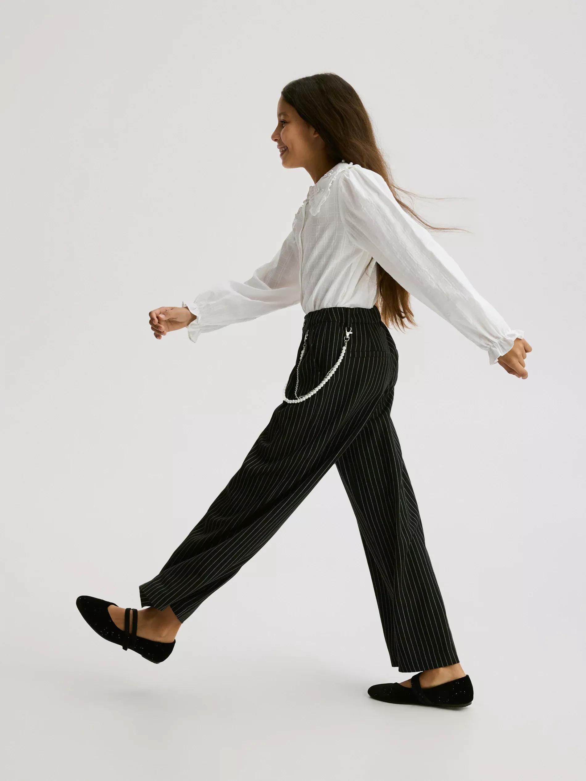 GIRLS` TROU SERS & CHAIN BLACK, Black, medium