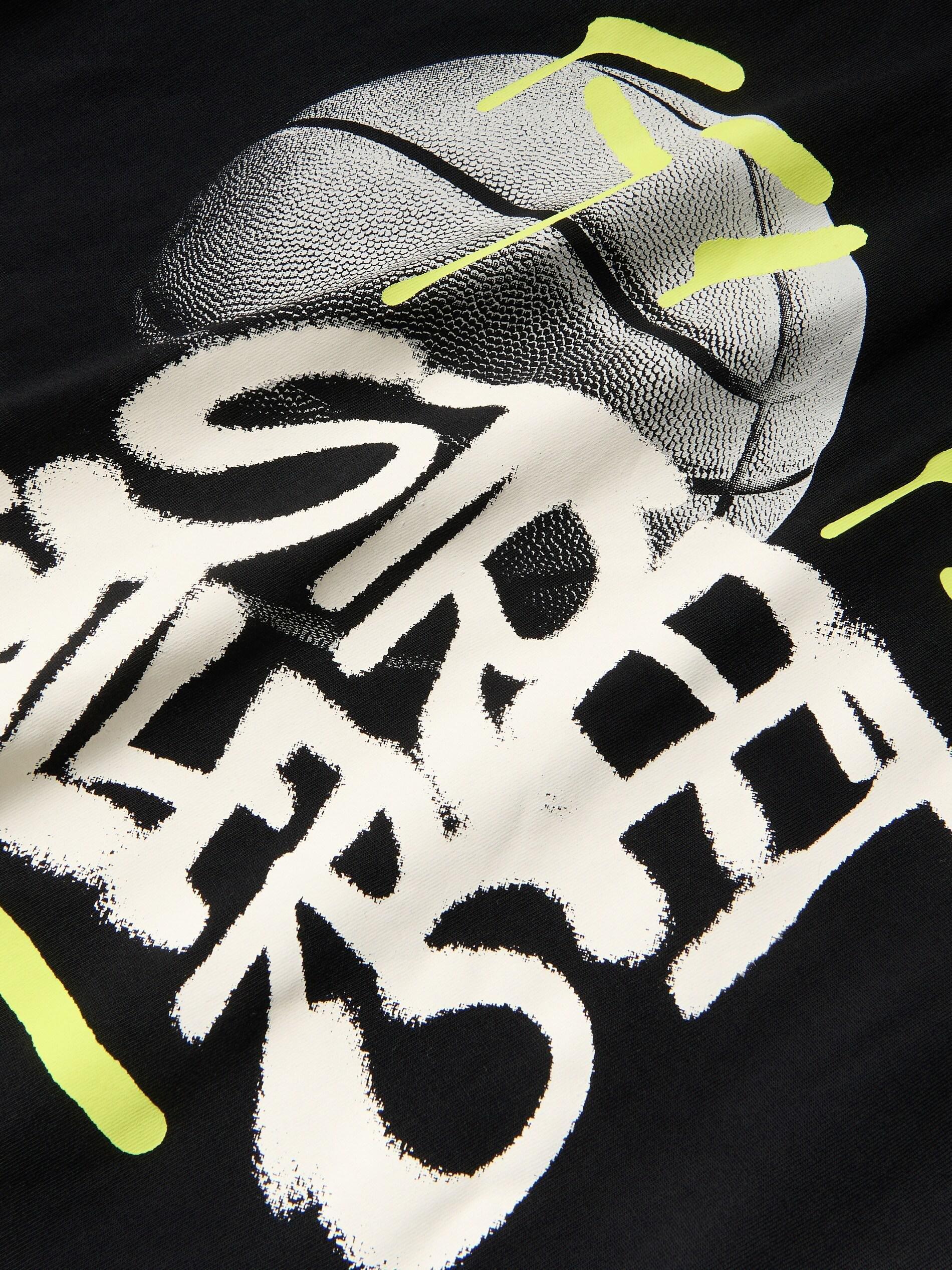 Black Cotton T-Shirt With Print, Black, medium