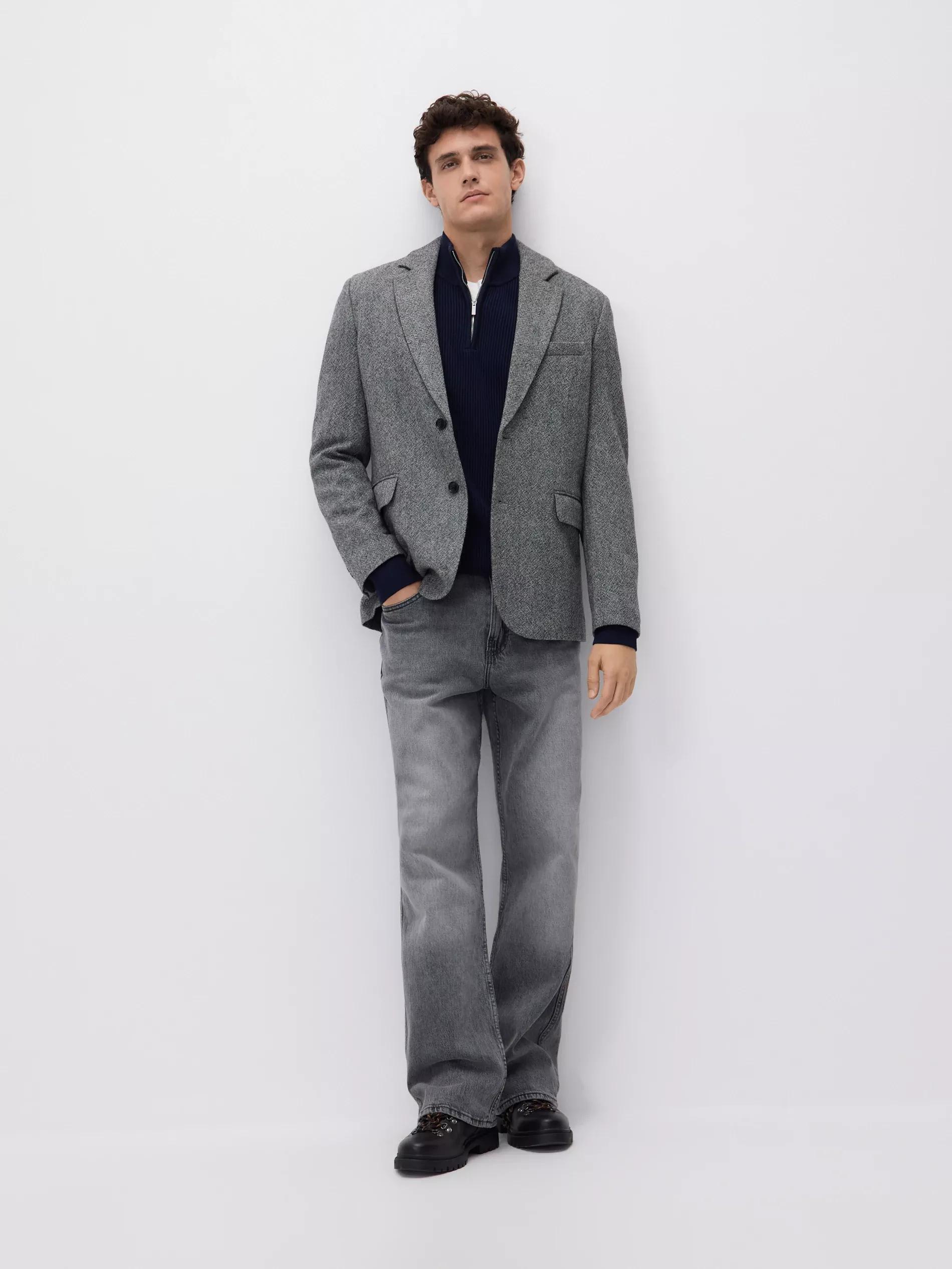 Jumper with zip up stand up collar, Navy, medium
