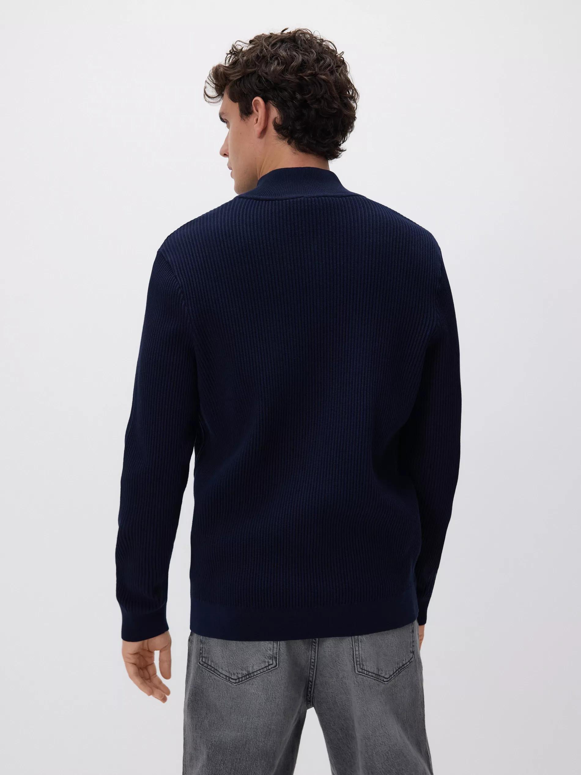 Jumper with zip up stand up collar, Navy, large image number 3