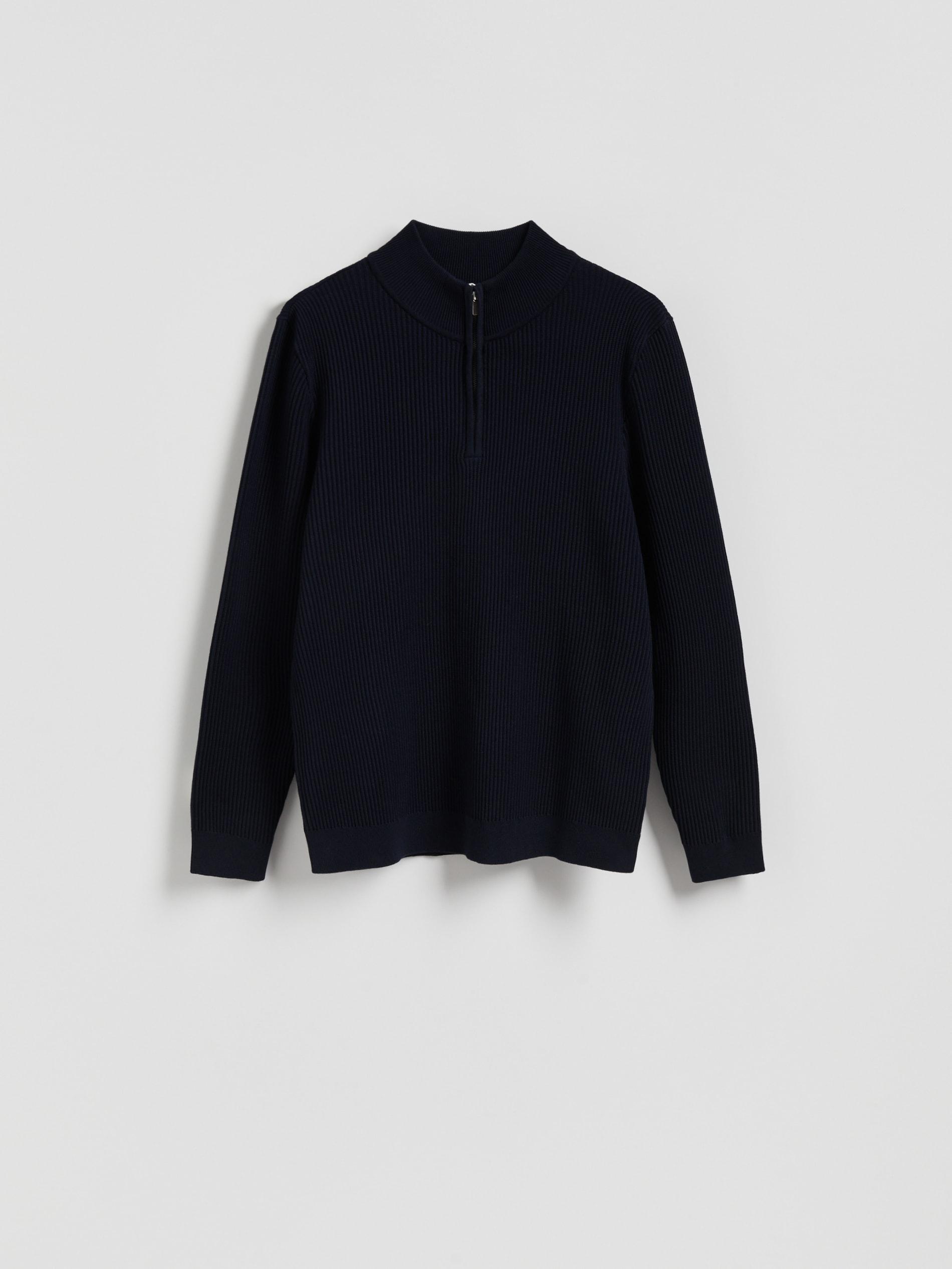 Jumper with zip up stand up collar, Navy, large image number 4
