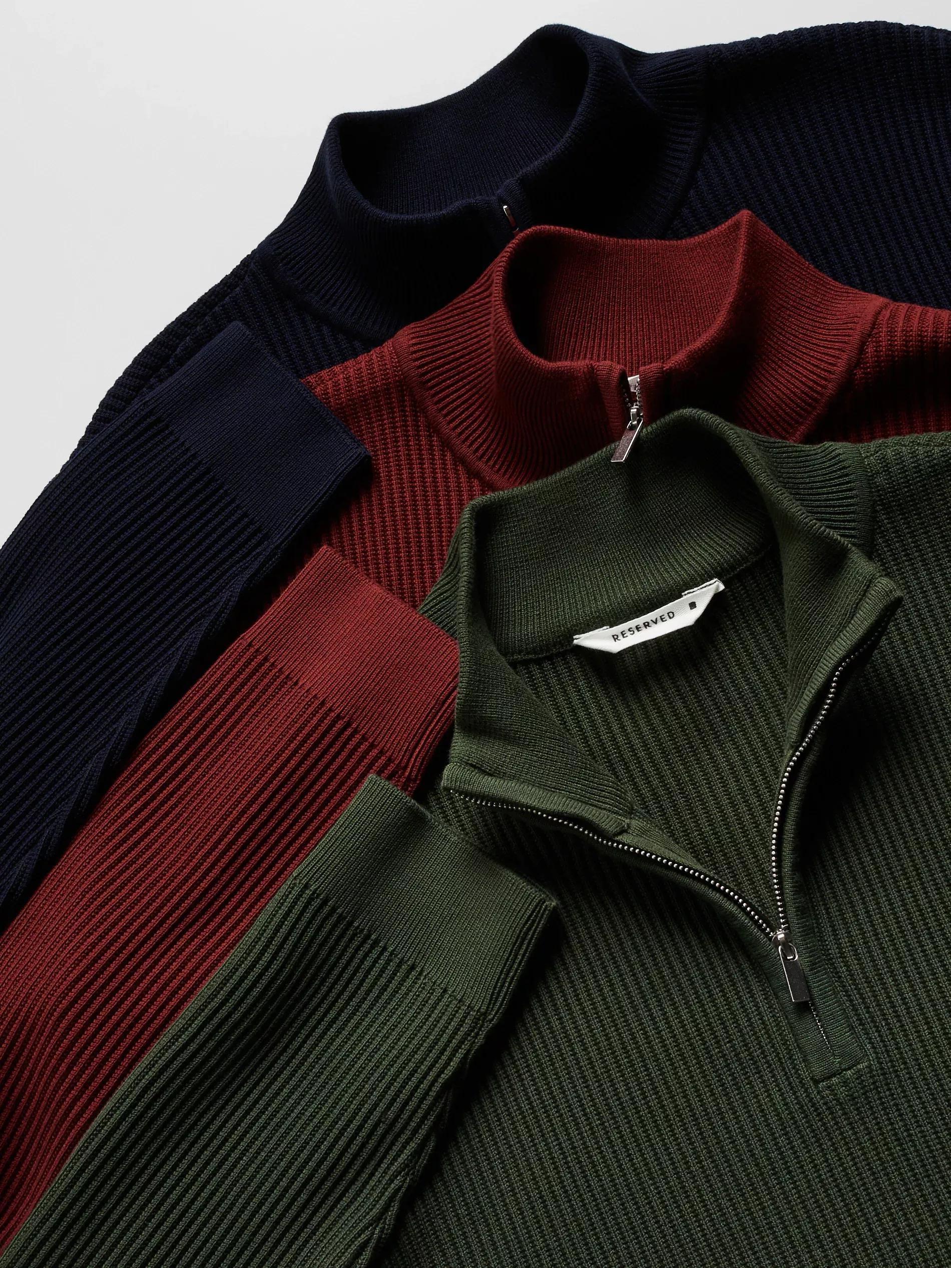 كنزة مع سحاب لأعلى قائم لأعلى الياقة, Navy, large image number 5