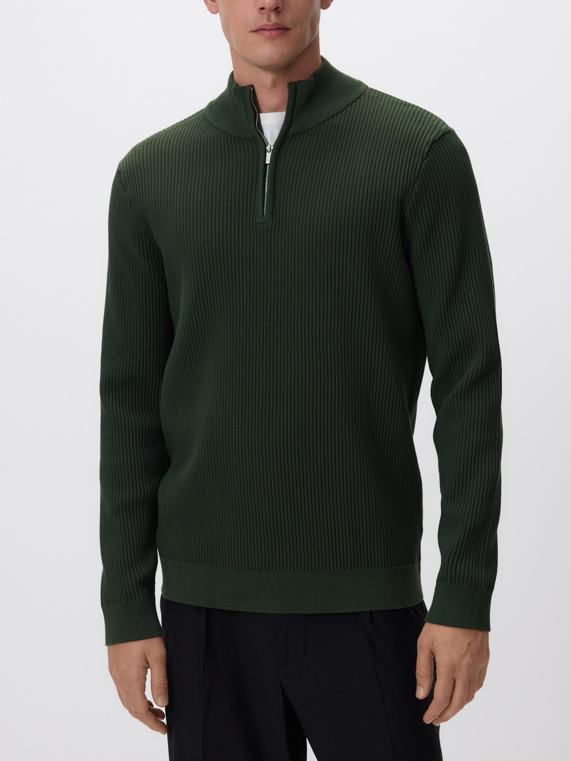 Jumper with zip up stand up collar, Khaki, large image number 2