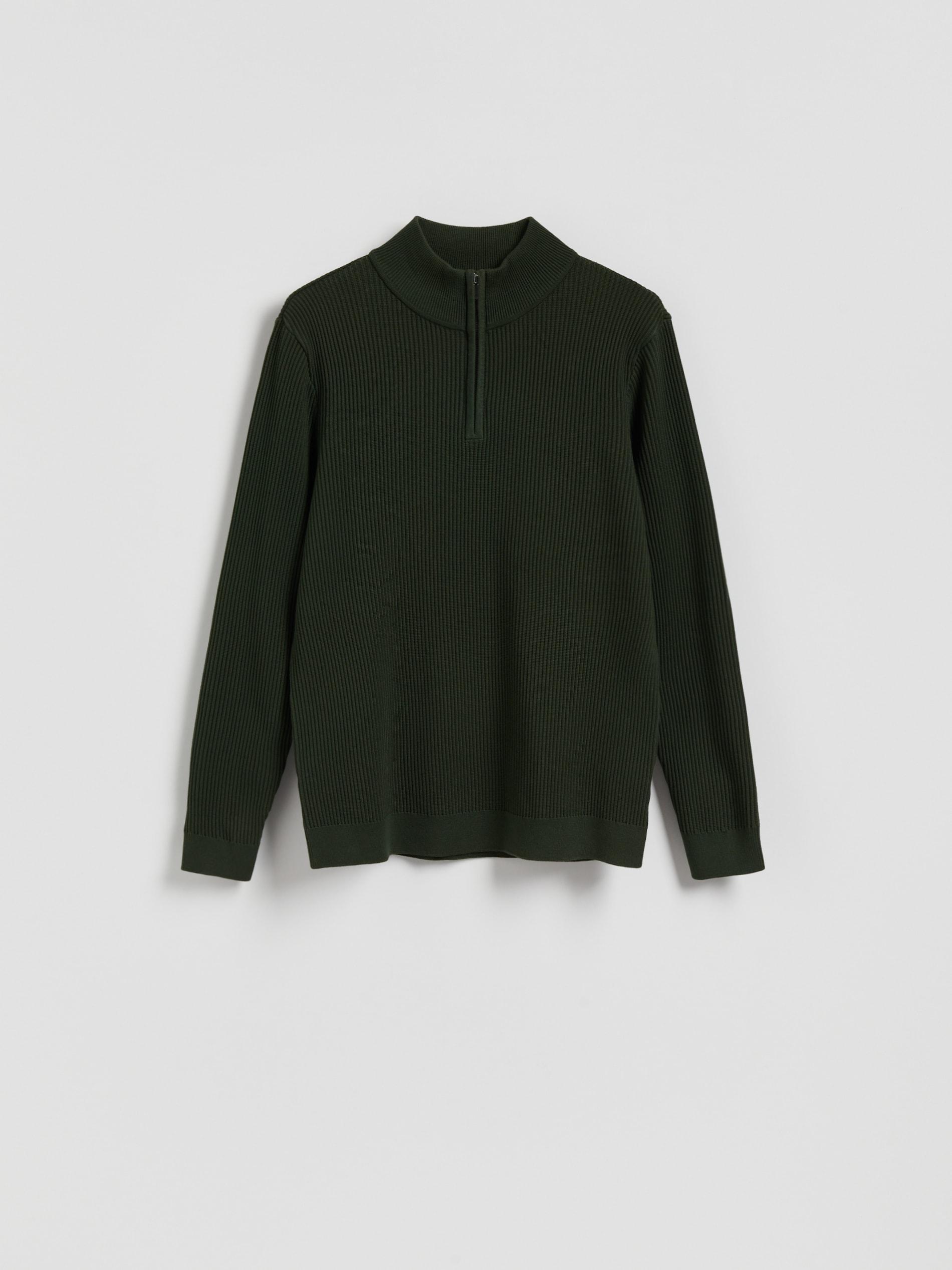 Jumper with zip up stand up collar, Khaki, large image number 4