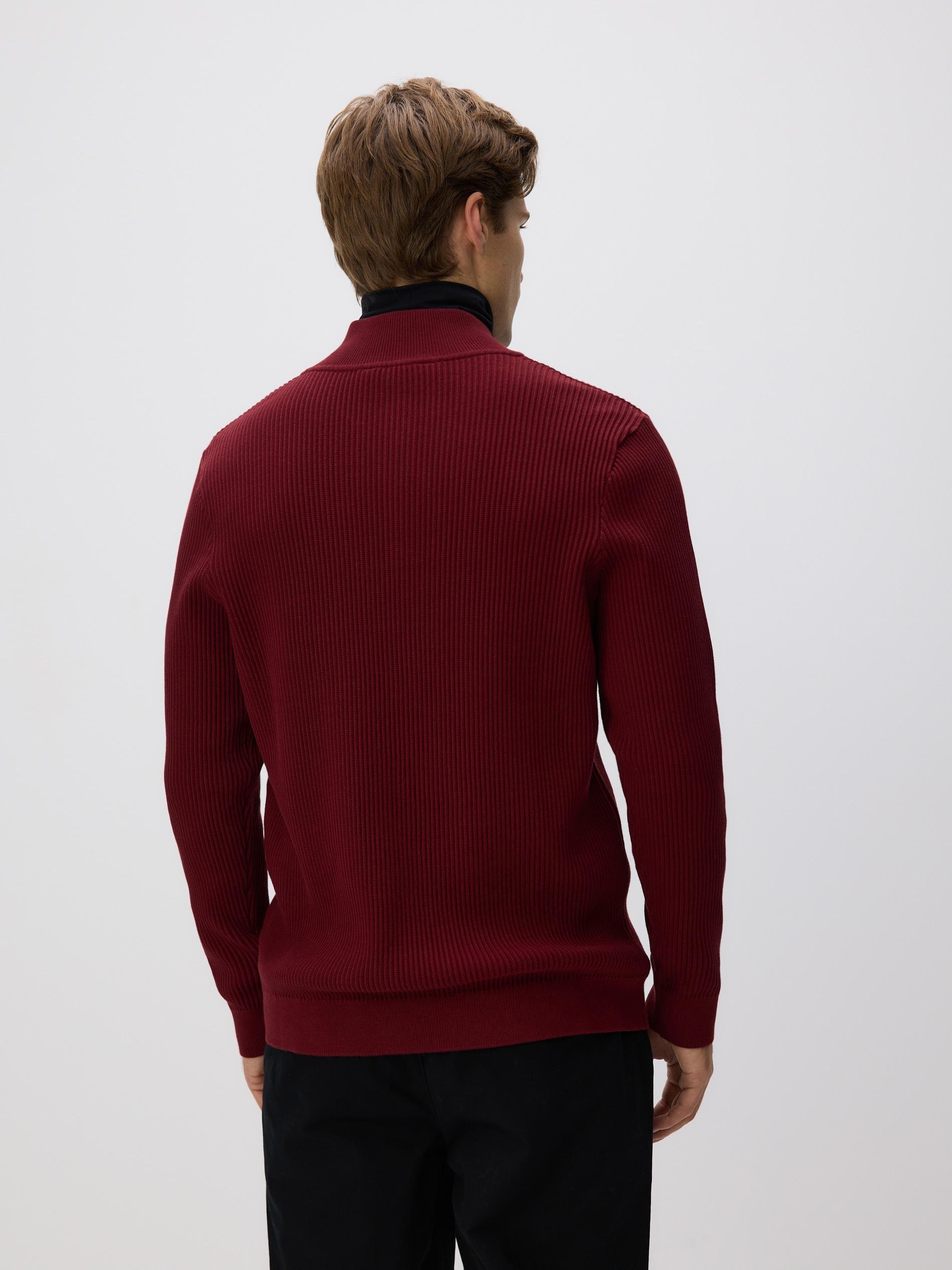 MAROON Jumper with zip up stand up collar, Burgundy, large image number 3