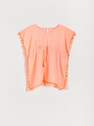 Reserved - Coral Beach Poncho With Pom Poms