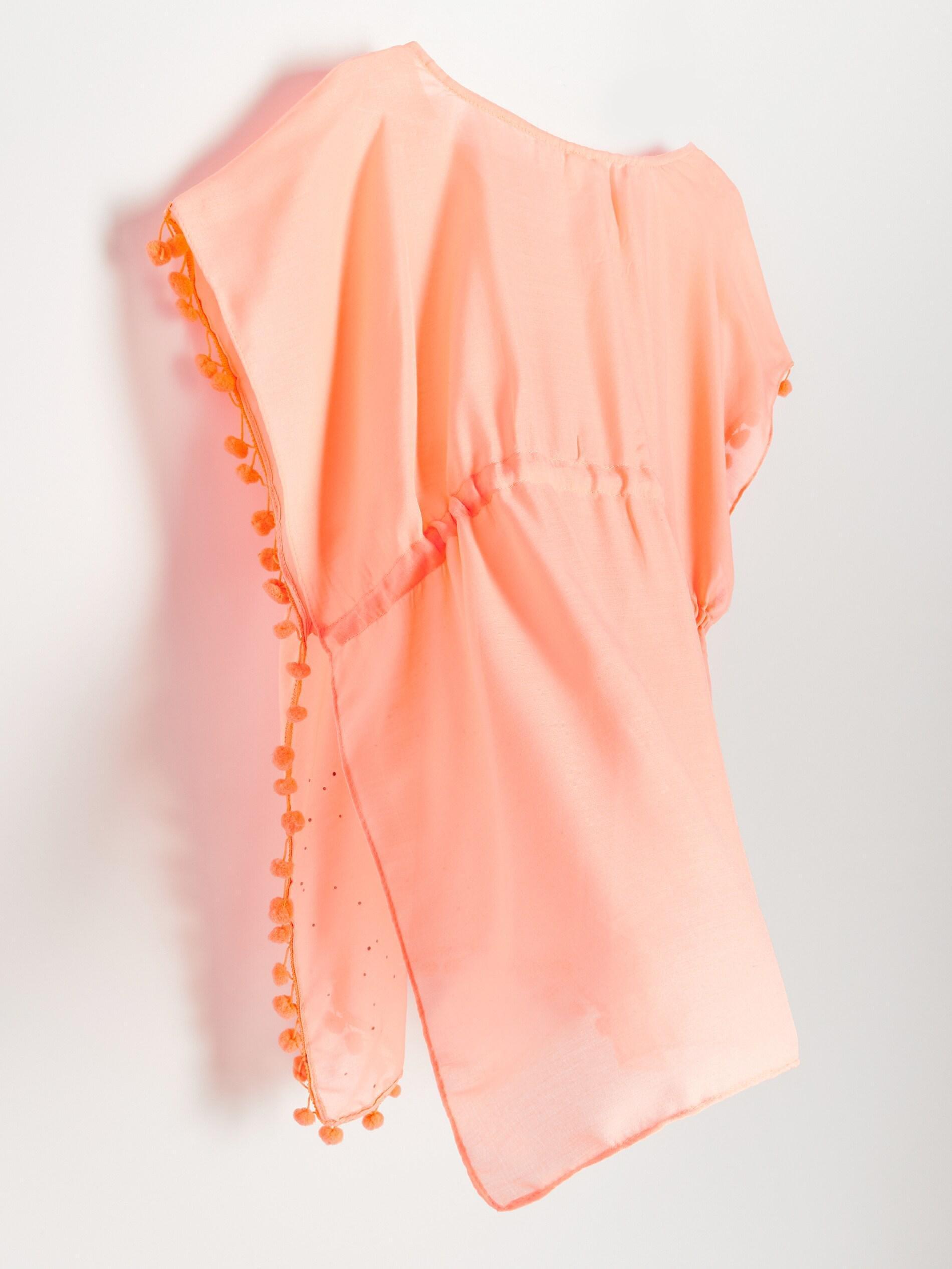 Coral Beach Poncho With Pom Poms, , large image number 1