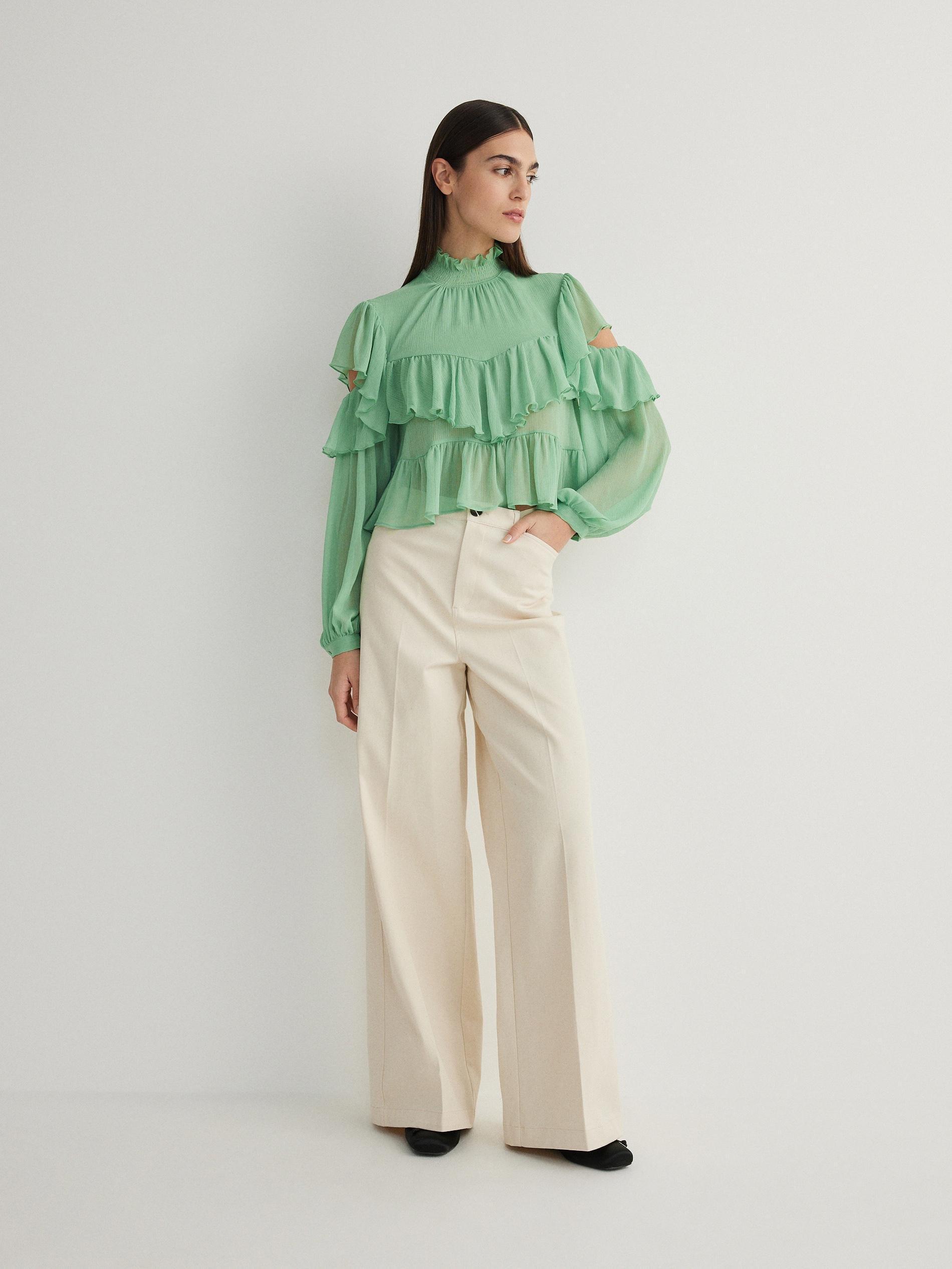 Green Ruffle Blouse, , large image number 6