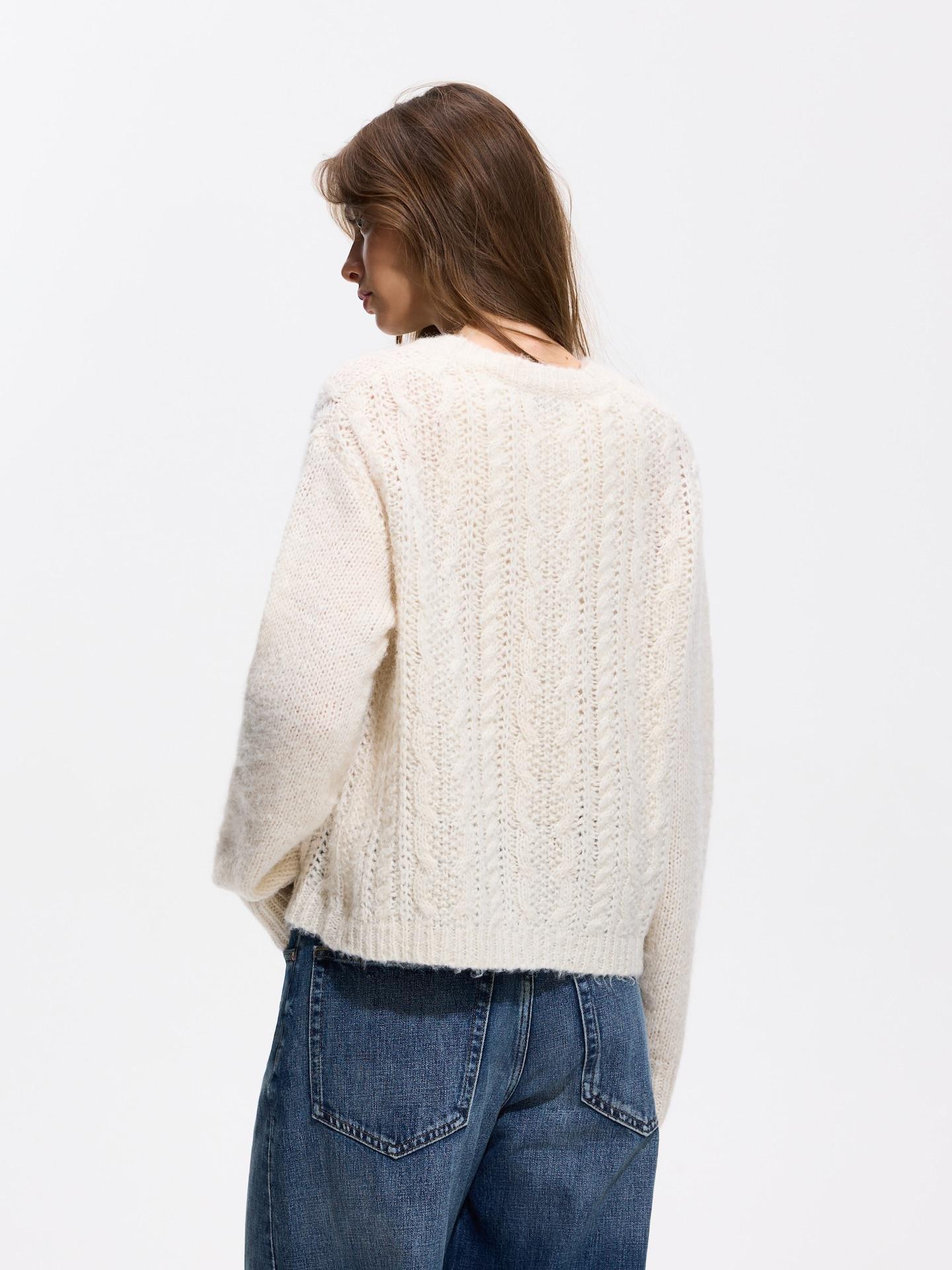 Beige Wool Blend Cardigan, Ivory, large image number 2