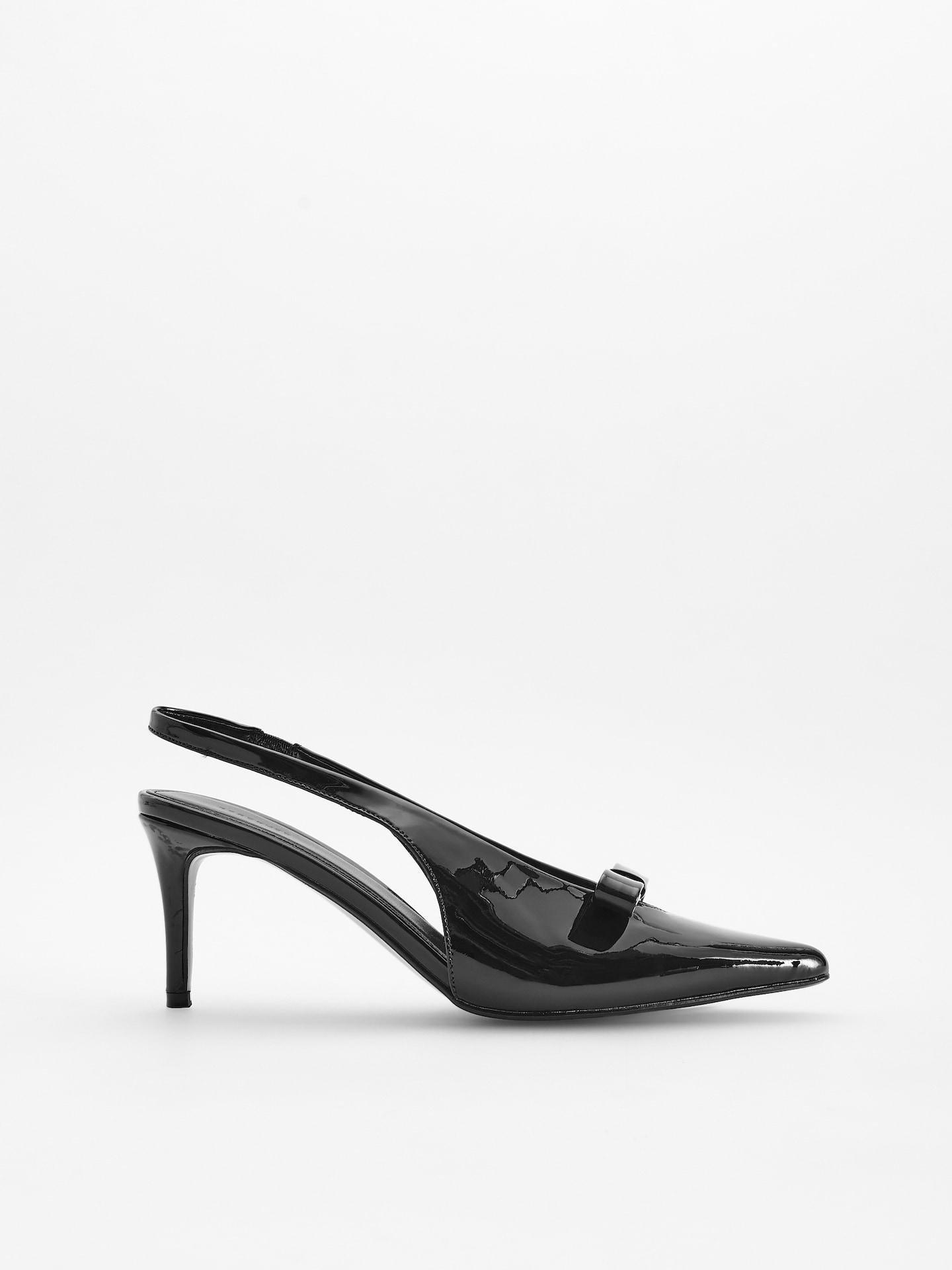 Brown High Shine Pumps With Detail, Brown, medium