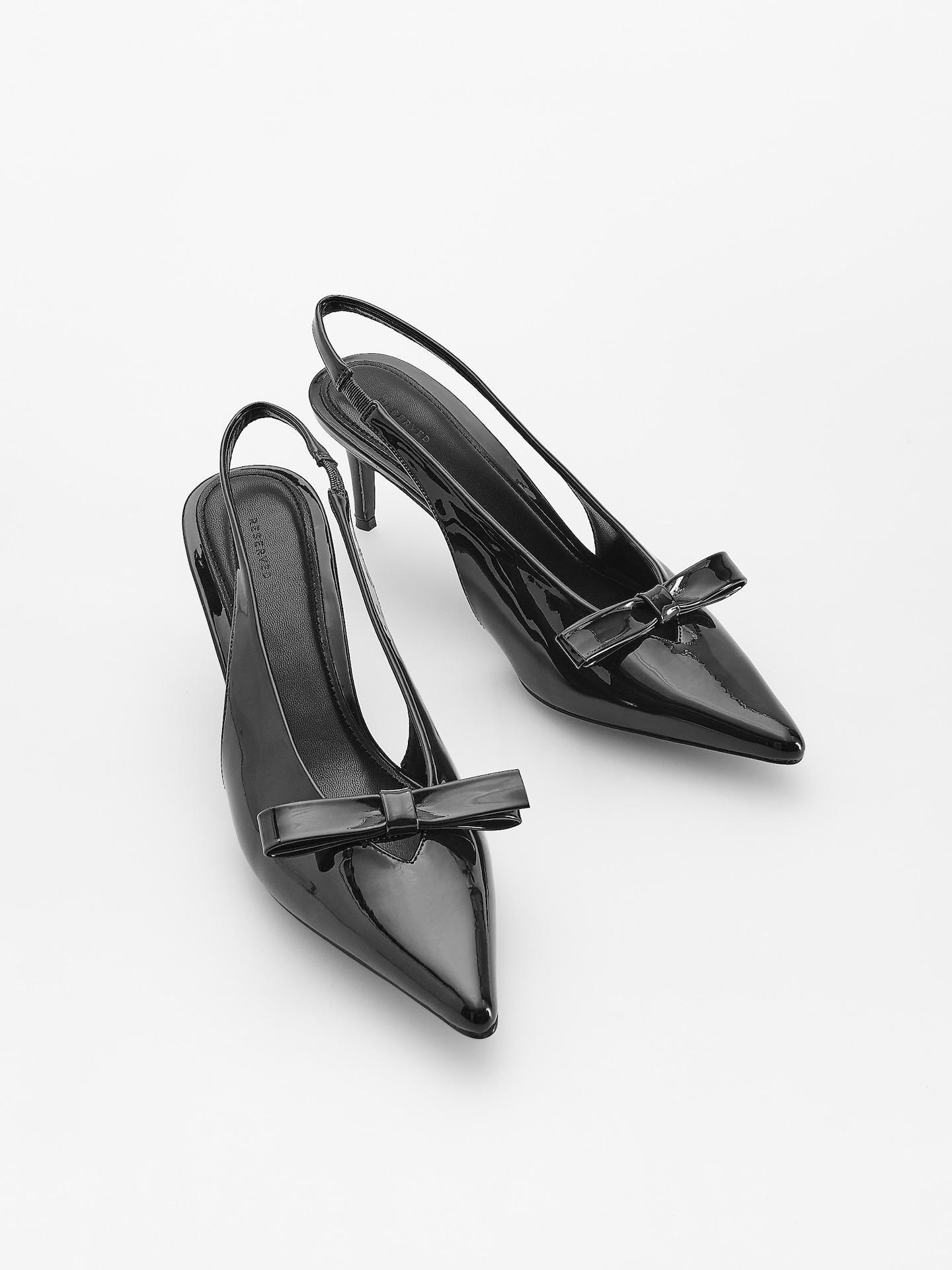 Brown High Shine Pumps With Detail, Brown, medium
