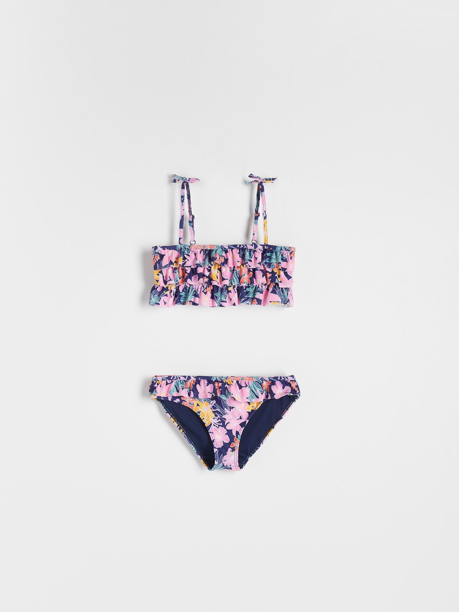 Navy Blue Two-Piece Swimsuit With Frills, Grils, , large image number 0