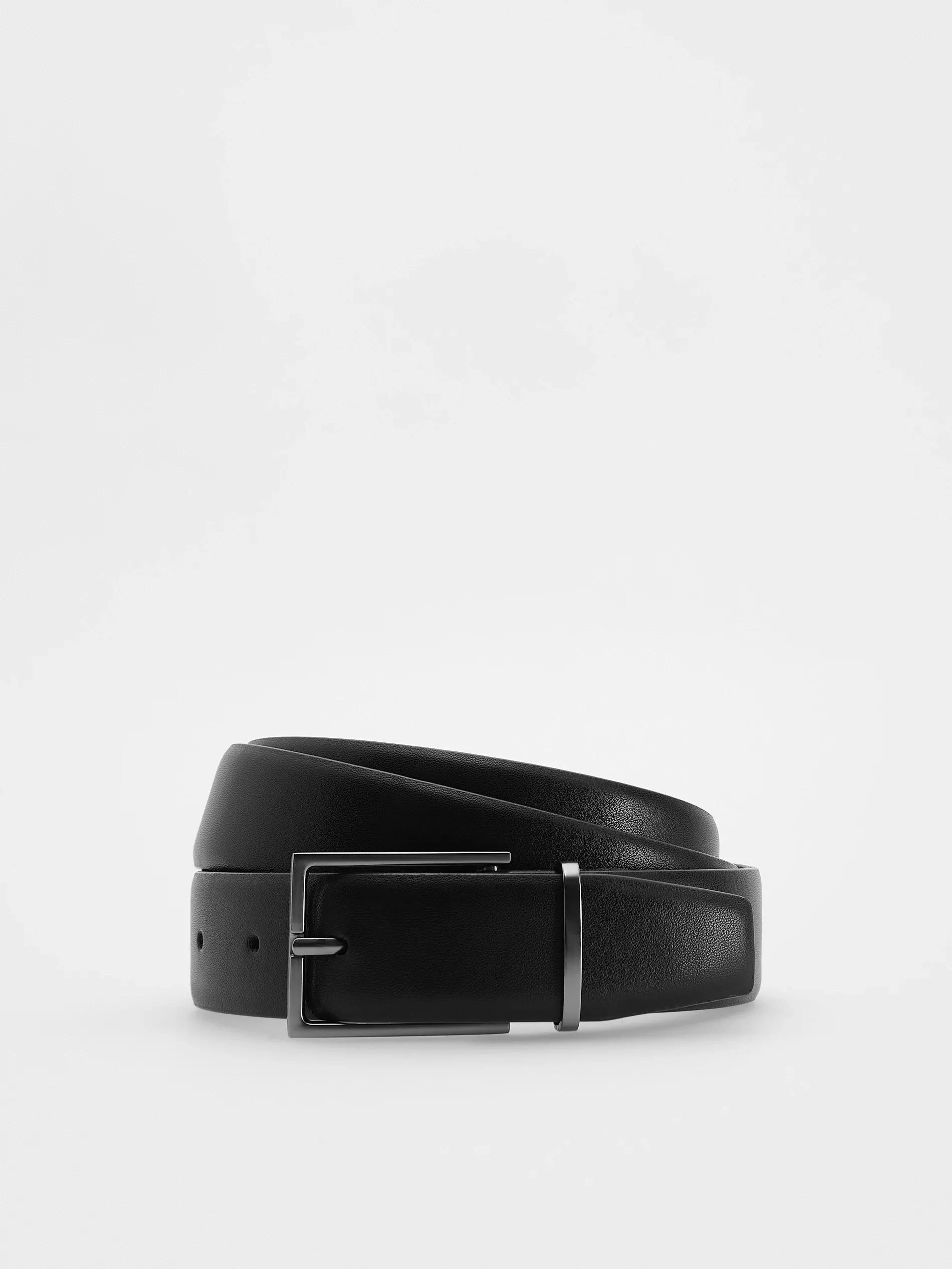 Black Combined Materials Belt, , medium