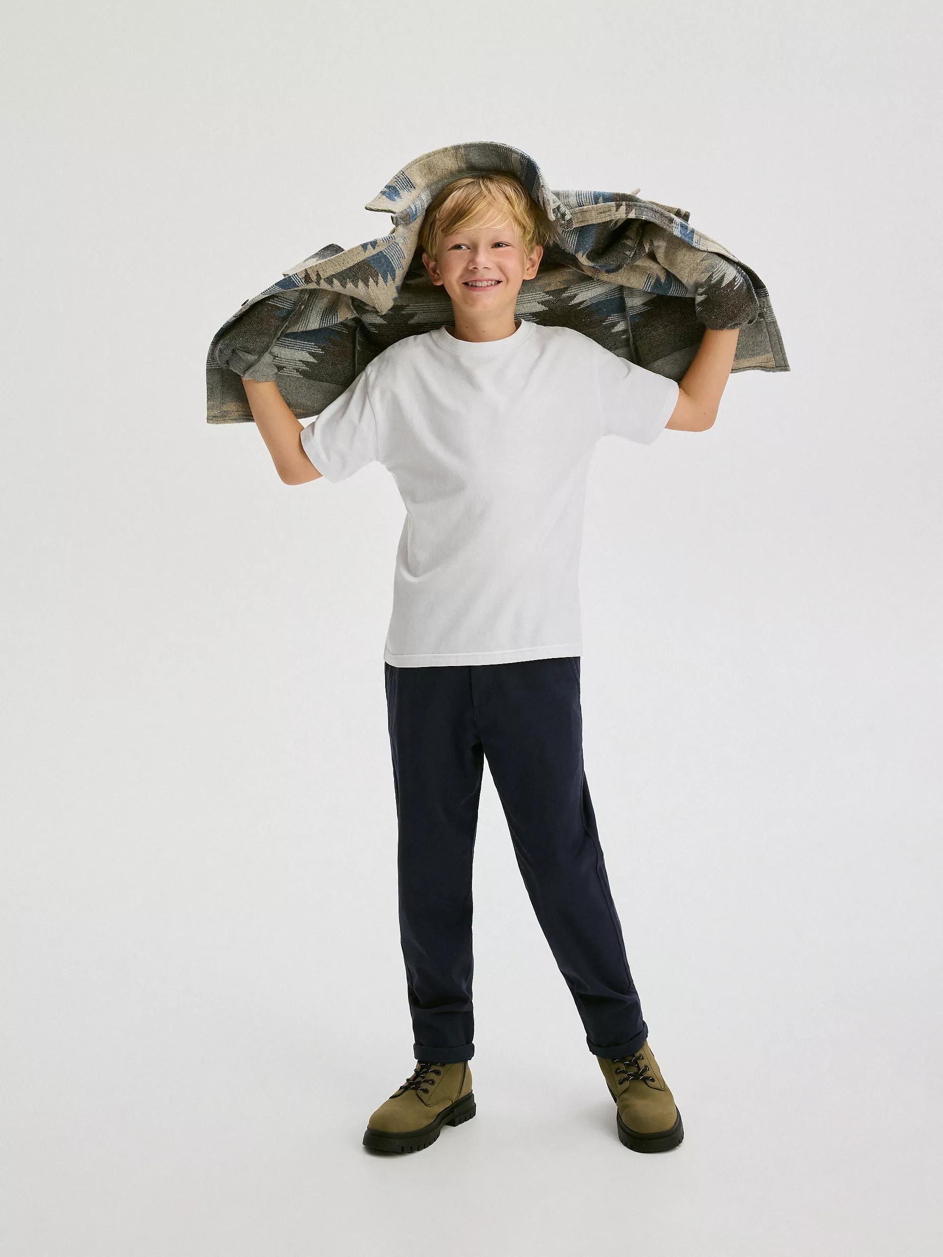 Navy Zippered Chino Trousers, Kids Boys, Navy, large image number 1