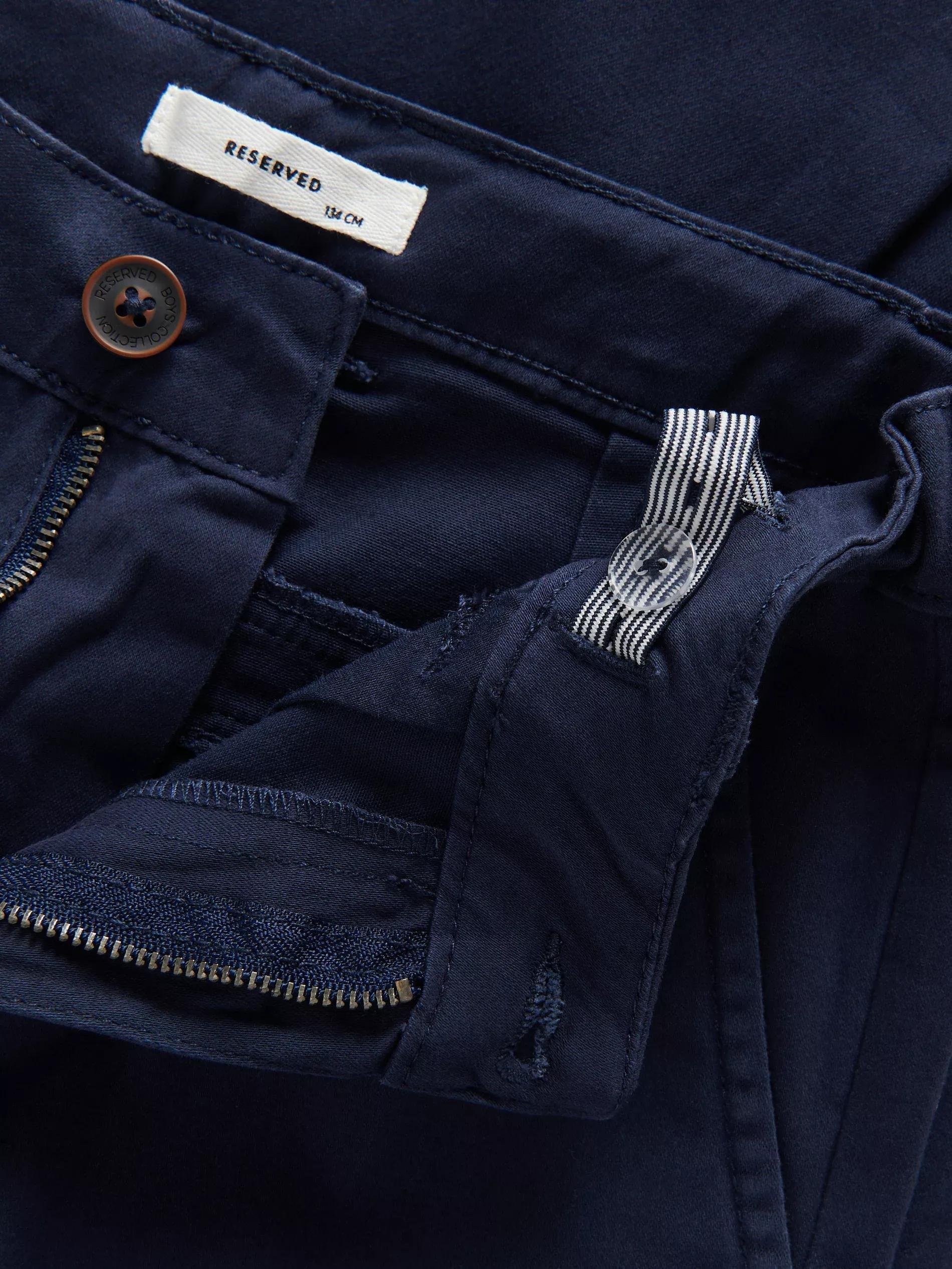 Navy Zippered Chino Trousers, Kids Boys, Navy, large image number 7