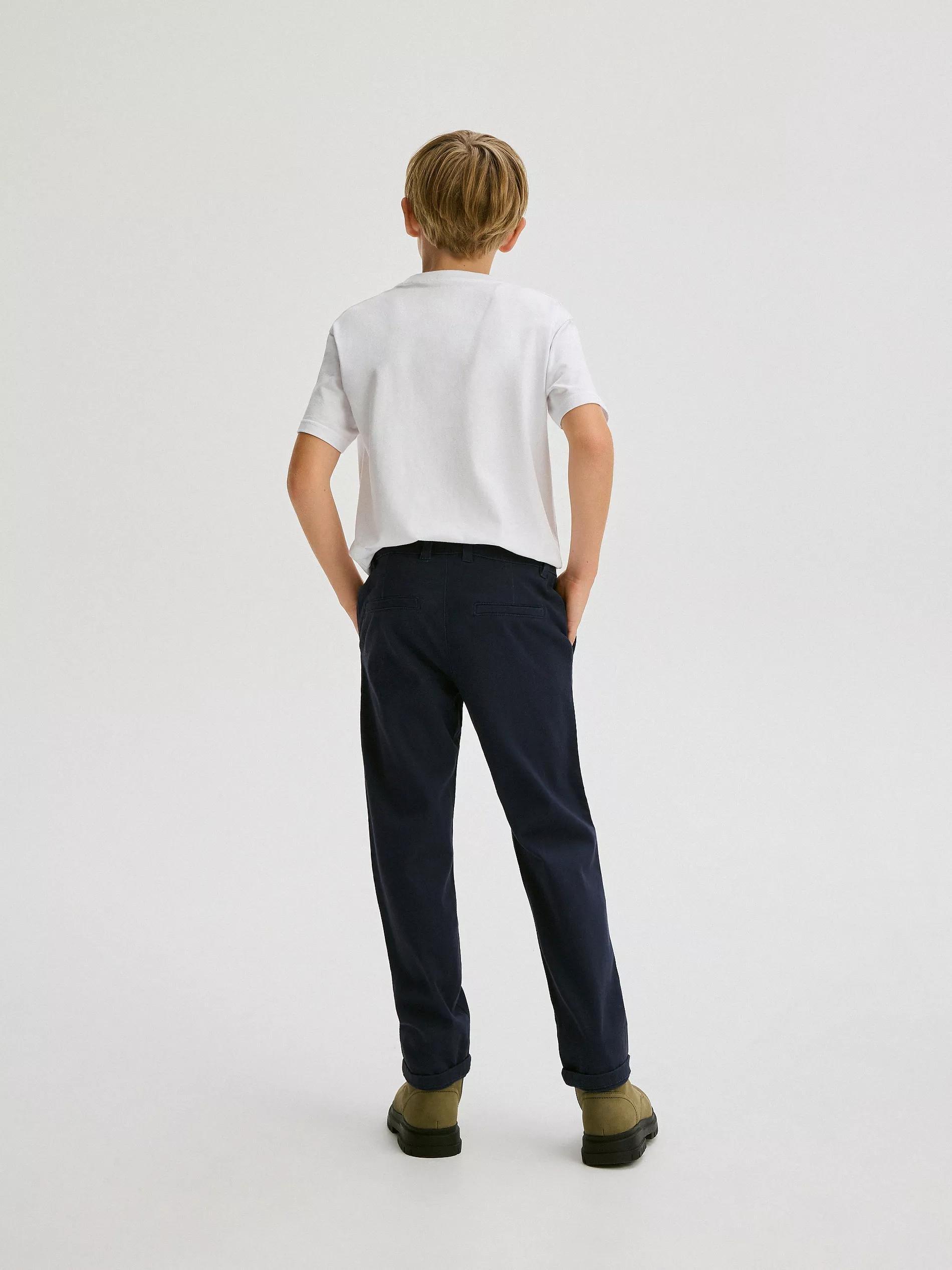 Navy Zippered Chino Trousers, Kids Boys, Navy, large image number 9