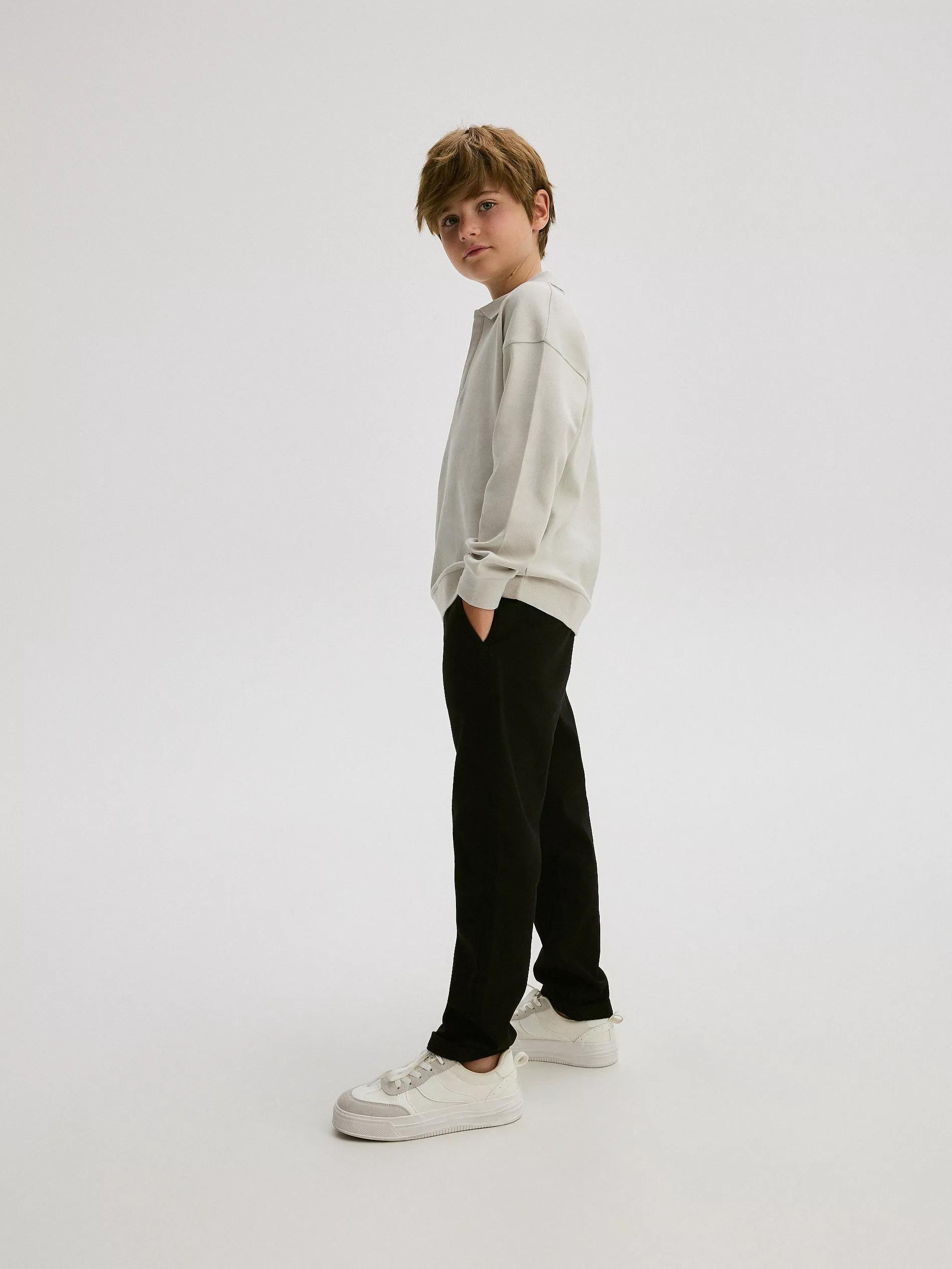 Black Zippered Chino Trousers, Kids Boys, , large image number 2