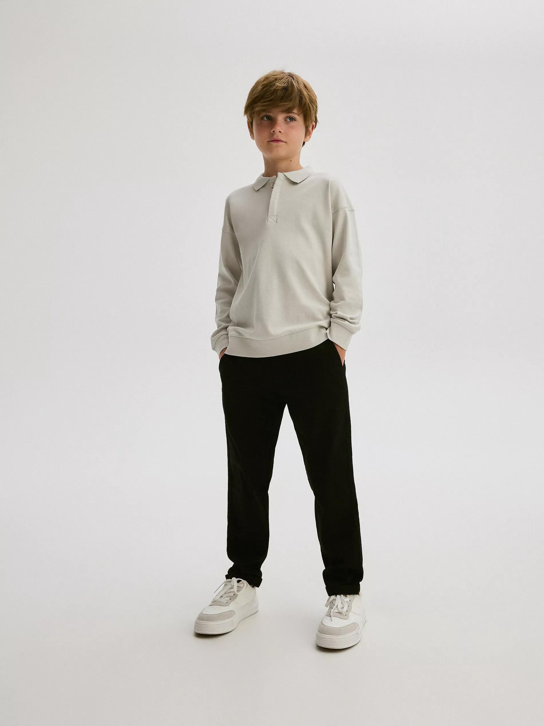Black Zippered Chino Trousers, Kids Boys, , large image number 4