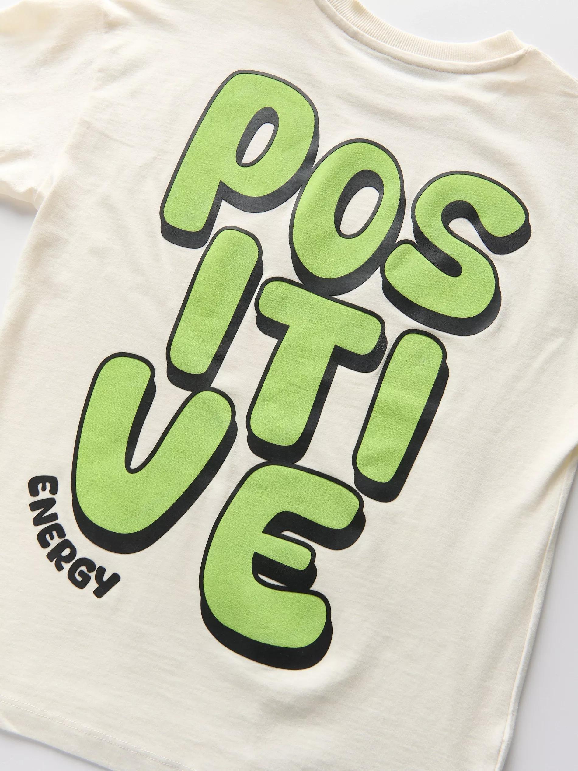Cream Cotton T-Shirt With Print, , large image number 0