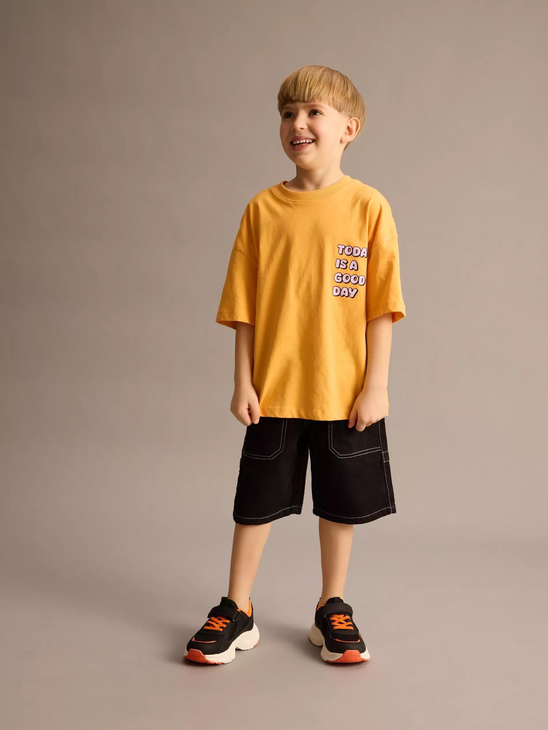 Orange Cotton T-Shirt With Print, , large image number 0