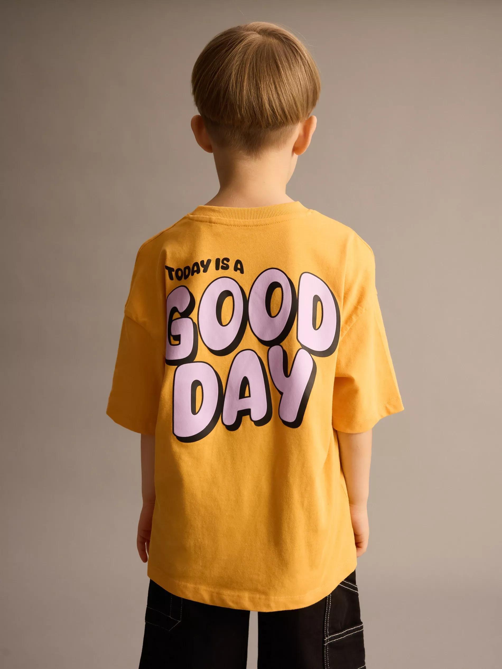 Orange Cotton T-Shirt With Print, , large image number 4